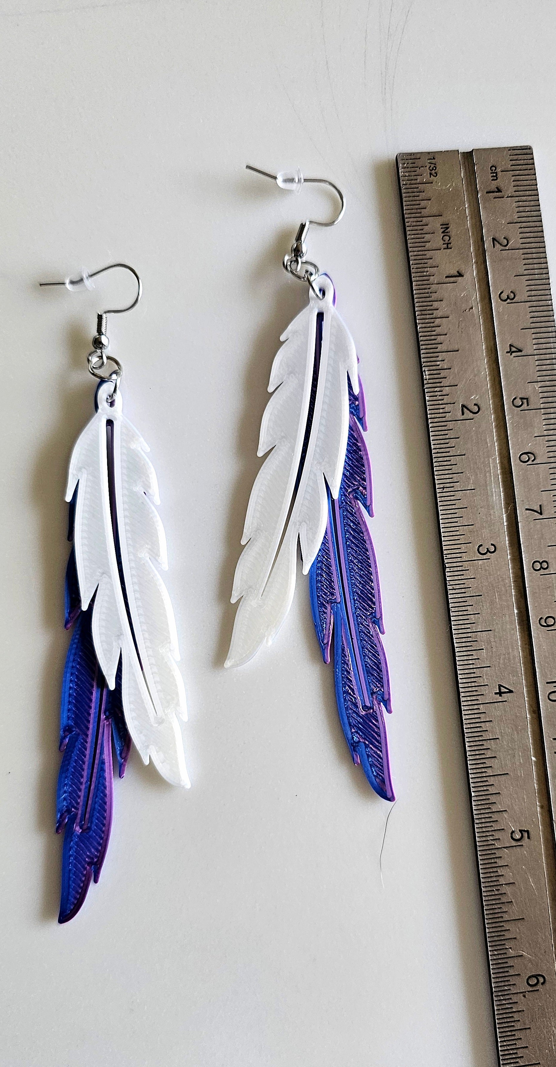 3D Print Double Feather Boho Earrings Made in America by Baha Ranch Western Wear - product image 3