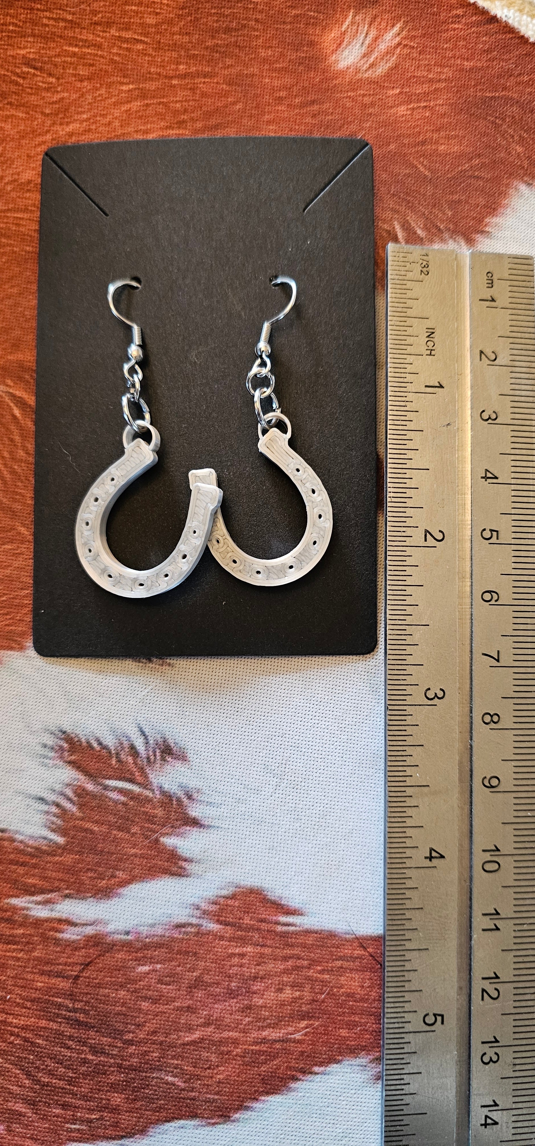 3D Print Western Silver Horseshoe Earrings Made in America by Baha Ranch Western Wear - product image 2