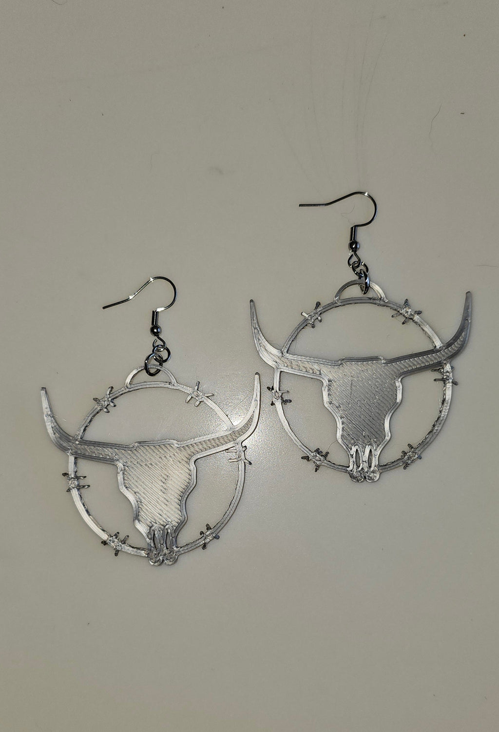 3D Print Longhorn Texas Ranch Western Barbwire Lightweight Earrings Made in America by Baha Ranch Western Wear