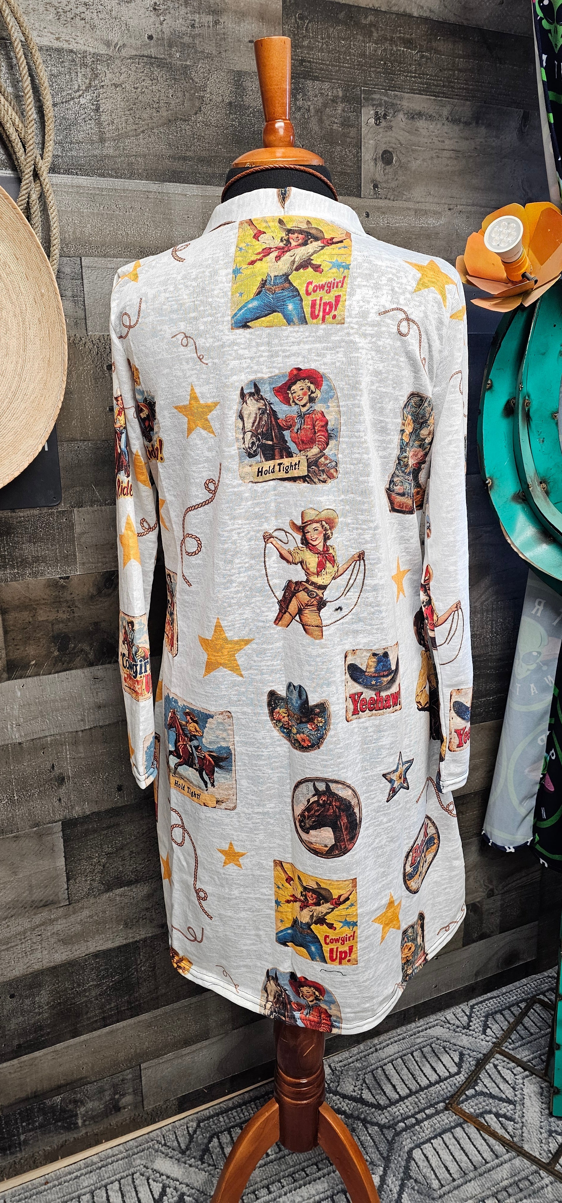 Baha Ranch Vintage Cowgirl Collage Western Lightweight Cardigan by Baha Ranch Western Wear - product image 2