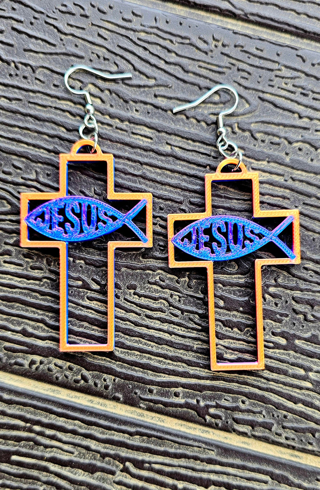 3D Print Christian Cross Faith Earrings Made in America by Baha Ranch Western Wear