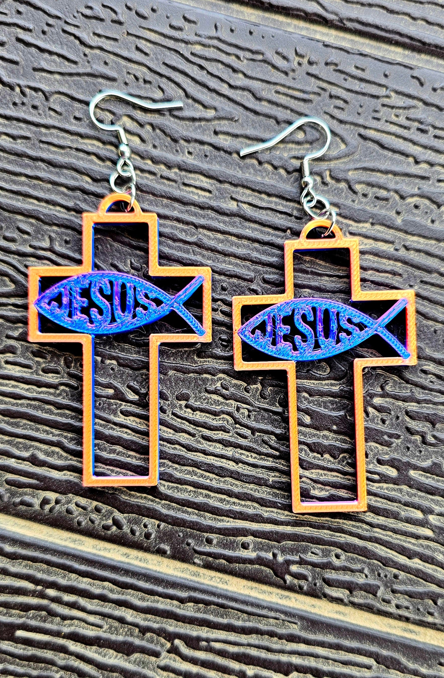 3D Print Christian Cross Faith Earrings Made in America by Baha Ranch Western Wear