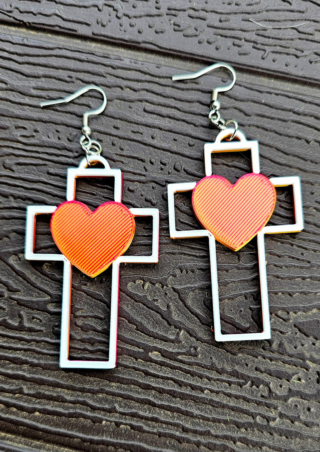 3D Print Christian Cross Faith Earrings Made in America by Baha Ranch Western Wear