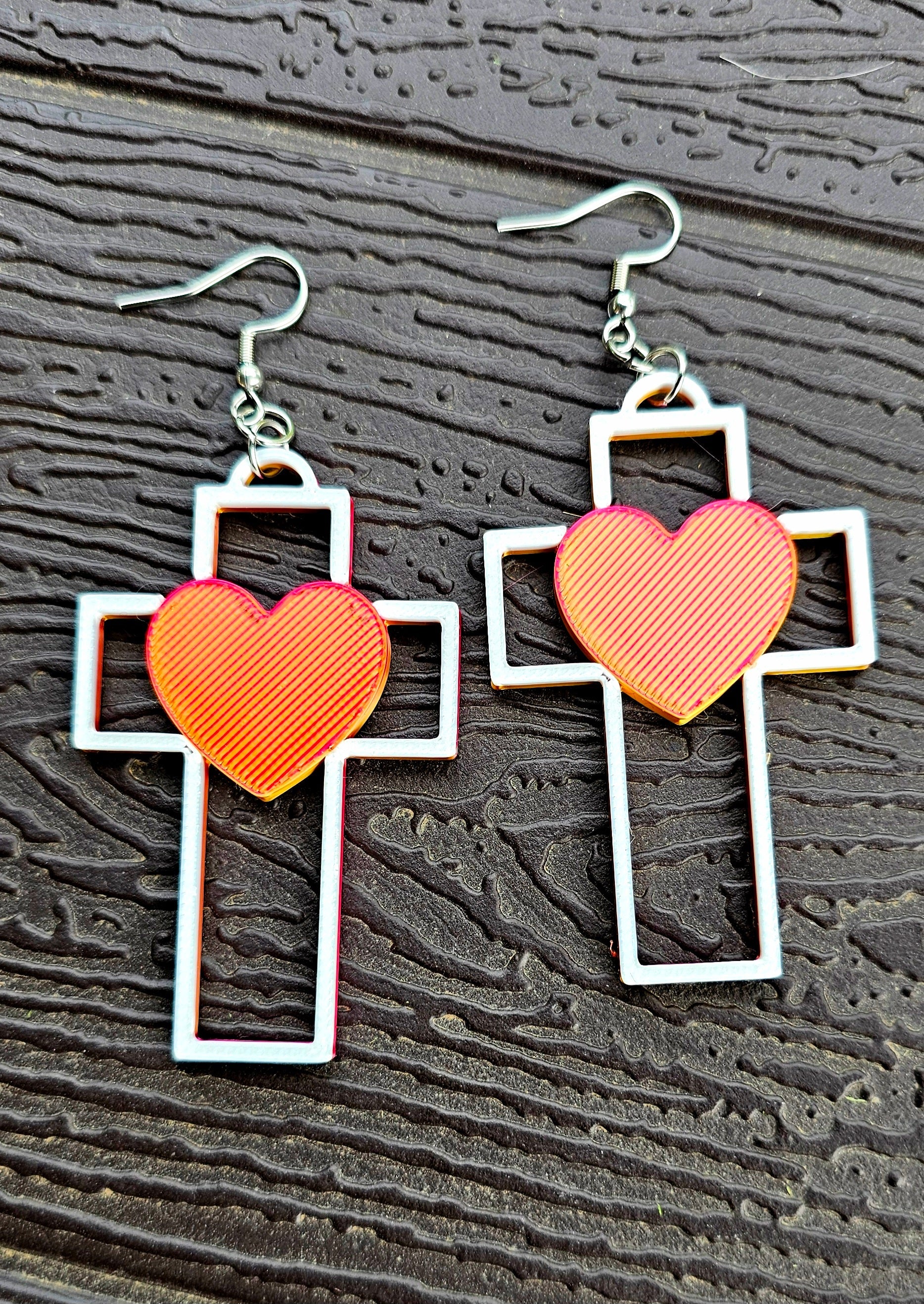 3D Print Christian Cross Faith Earrings Made in America by Baha Ranch Western Wear