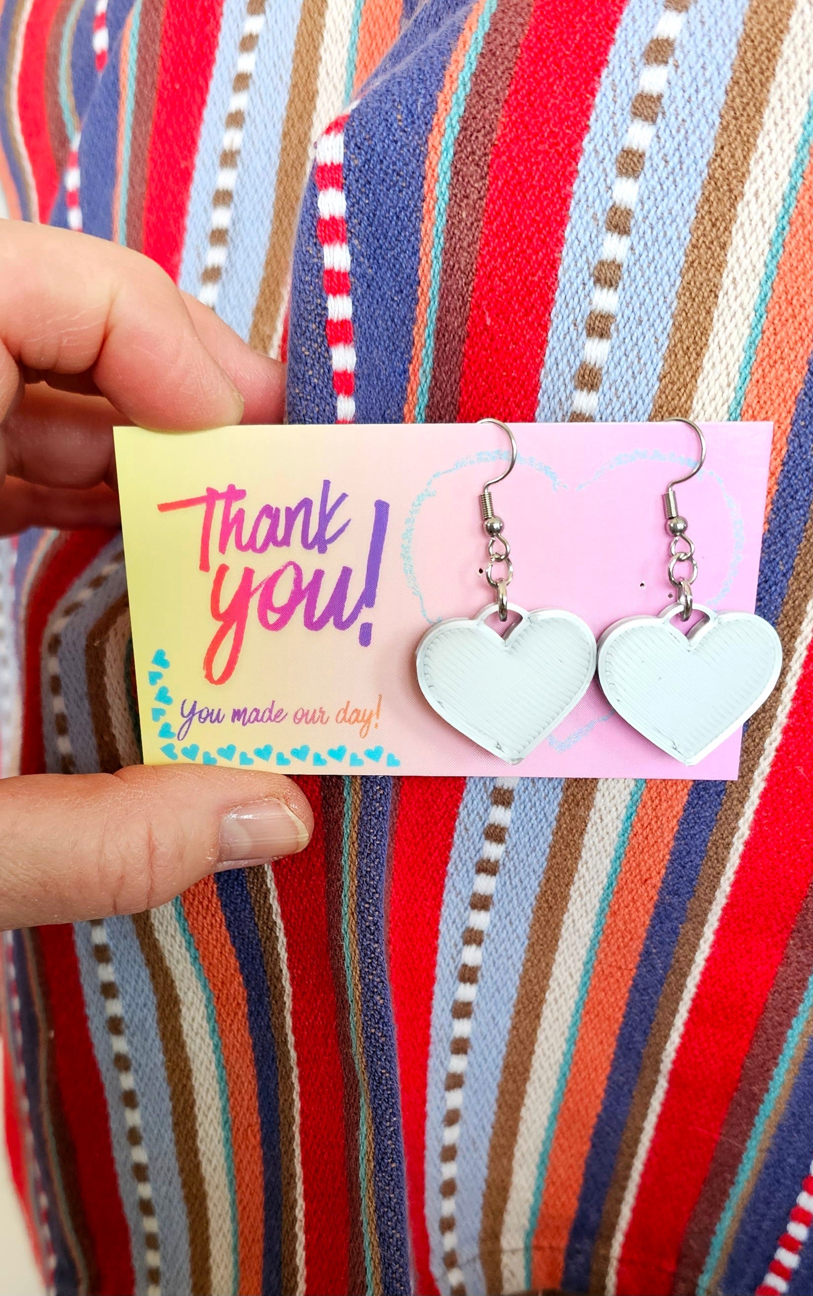 Bag of 20 -Boutique 3d Printed Package Inserts Heart Dangle Earrings Made in America by Baha Ranch Western Wear