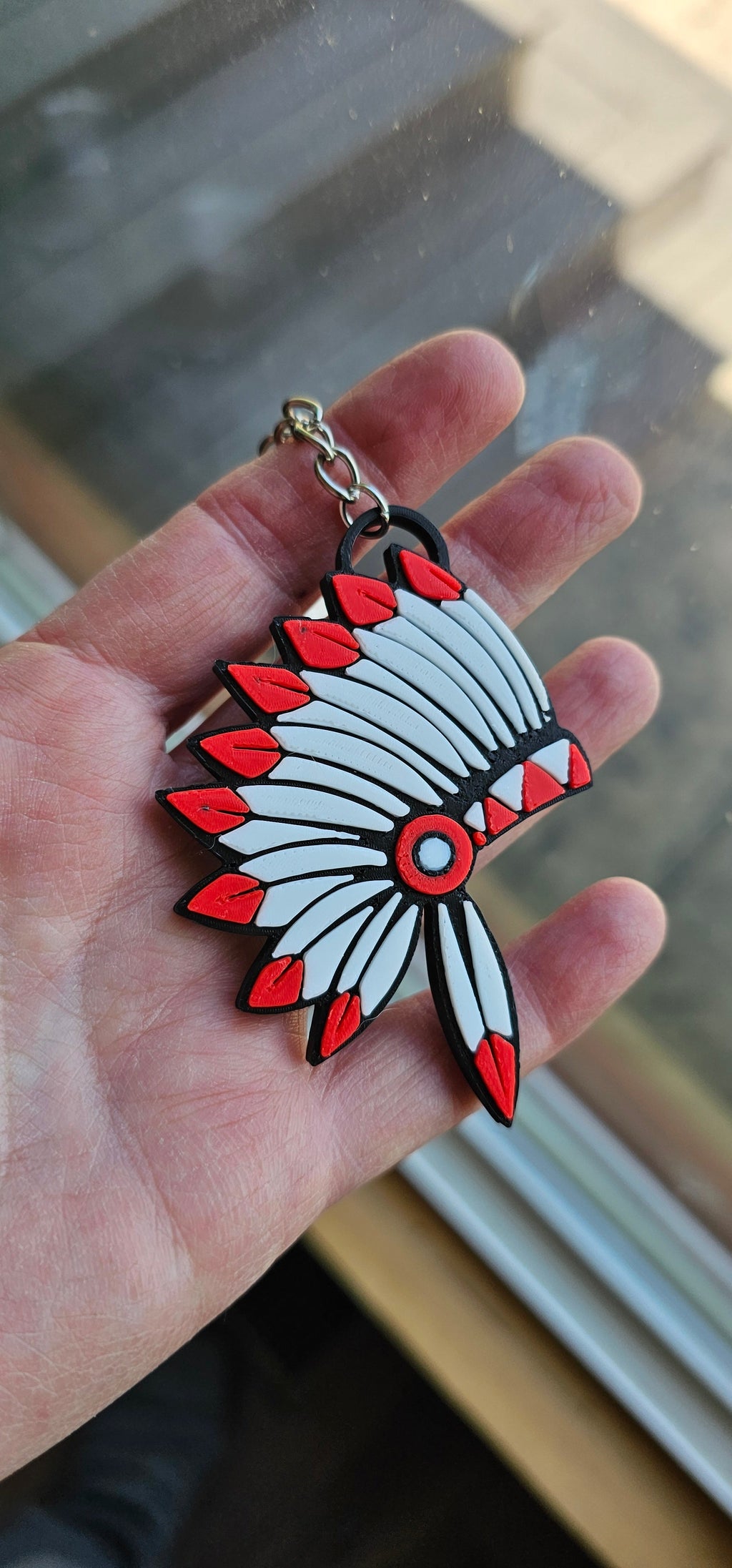 3D Print Chiefs Kc 15 Mahomes Kansas City Kelce Football Indian Headdress Keychain by Baha Ranch Western Wear - product...