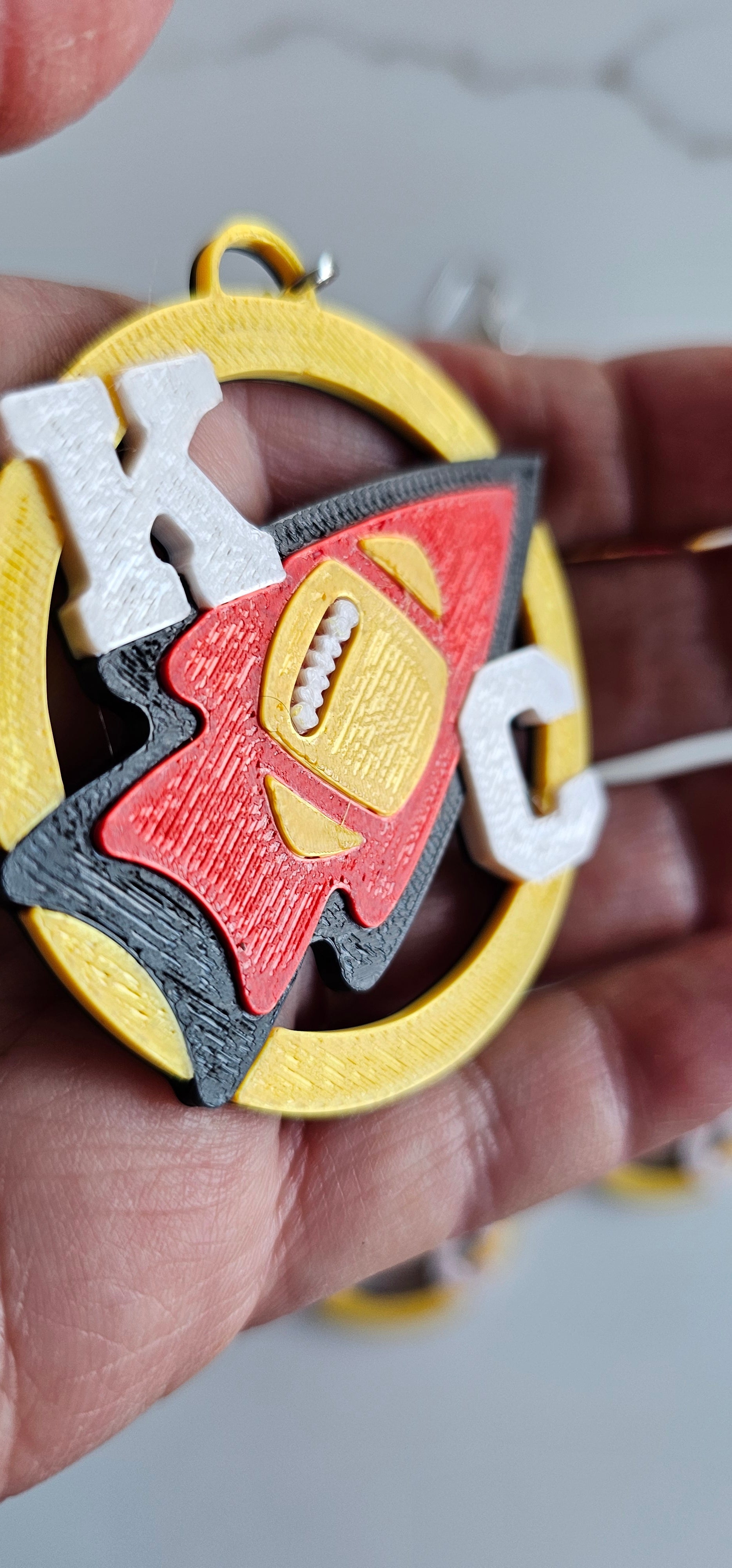 3D Print Chiefs Earrings Keychain Red Kingdom Kansas City KC Football by Baha Ranch Western Wear - product image 5