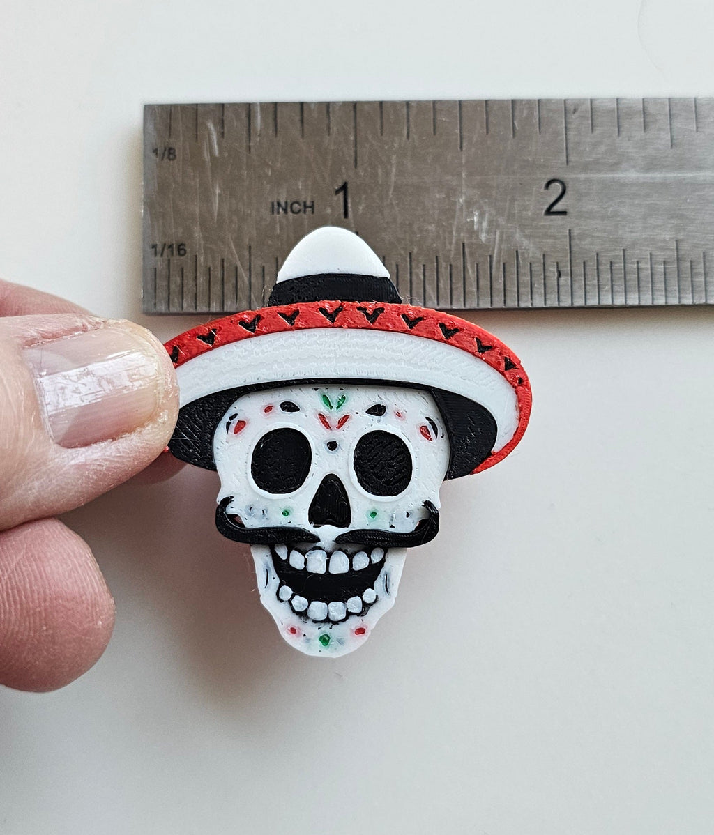 Set of 5 - 3D Print Mexico Cinco de Mayo Cactus Mariachi Sugar Skull Pins Made in America by Baha Ranch Western Wear -...