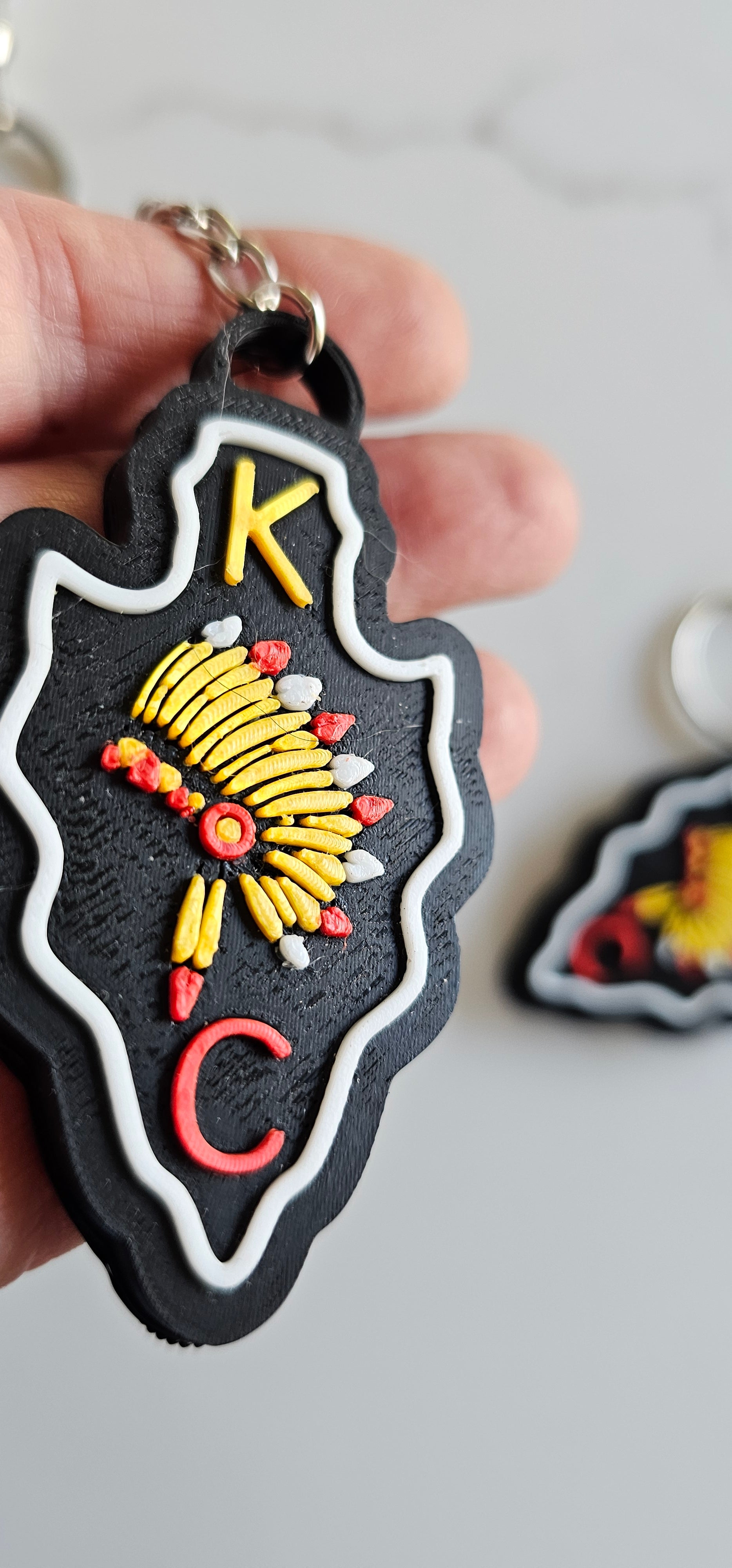 3D Print Chiefs Arrowhead Kc 15 Mahomes Kansas City 87 Kelce Football Keychain Made in America by Baha Ranch Western Wear...