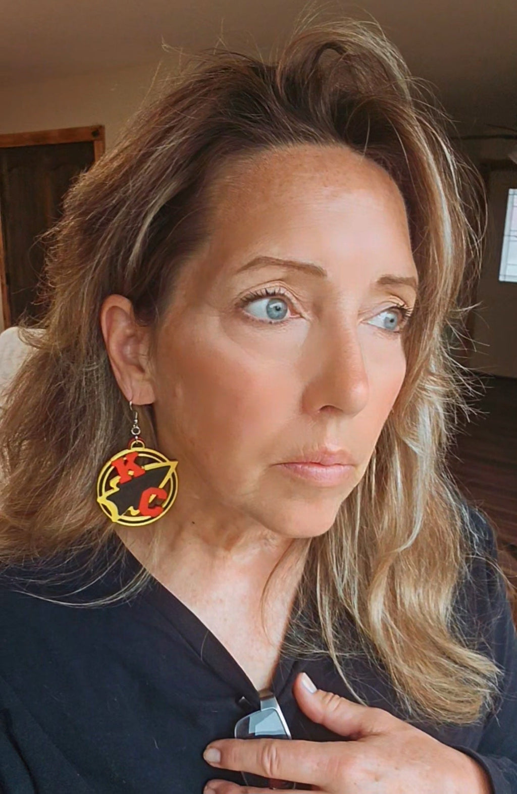 3D Print Kansas City Arrowhead Football Chiefs Earrings Made in America by Baha Ranch Western Wear - product image 2