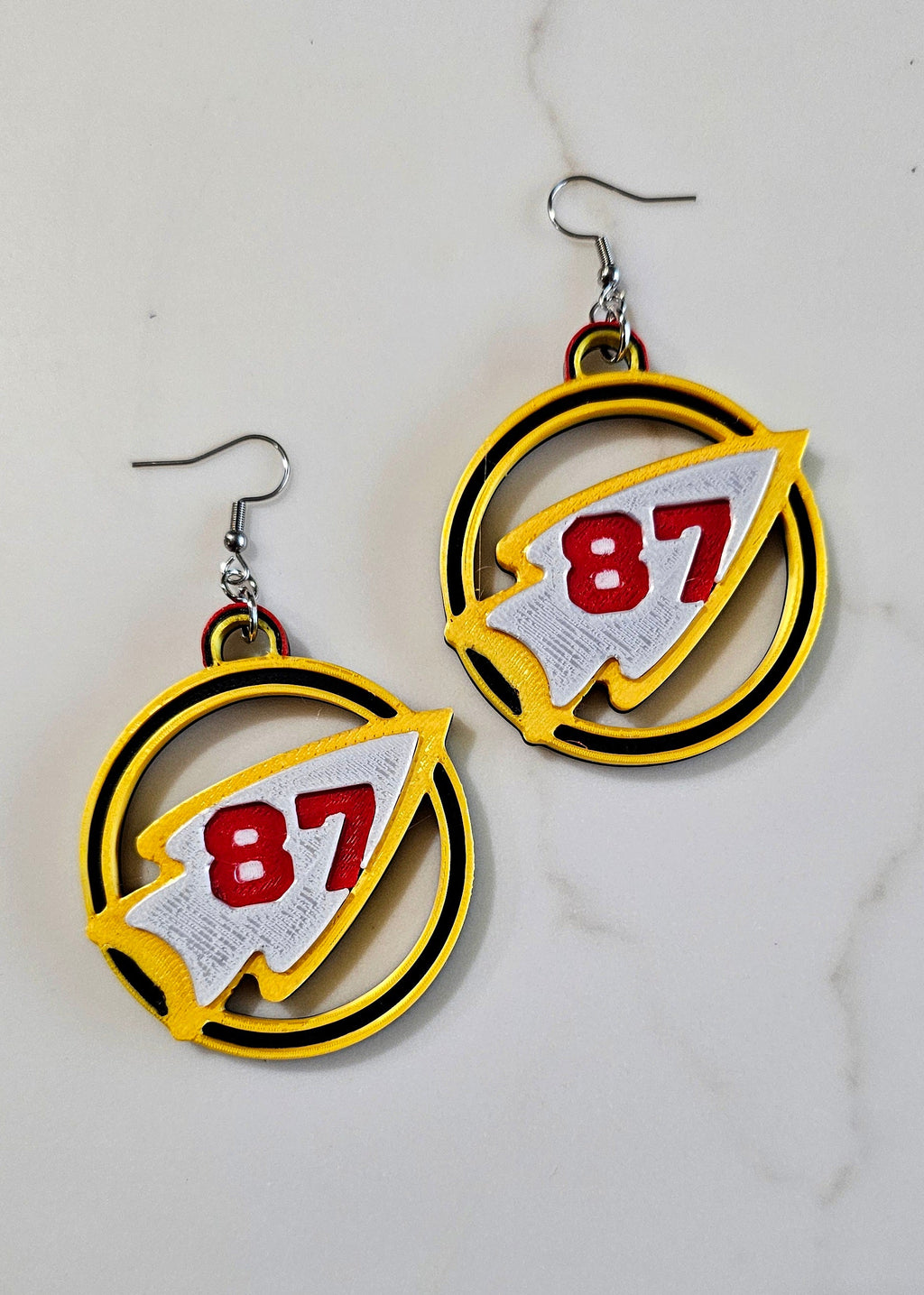 3D Print Kansas City Travis 87 Arrowhead Chiefs Earrings Kelce Made in America by Baha Ranch Western Wear