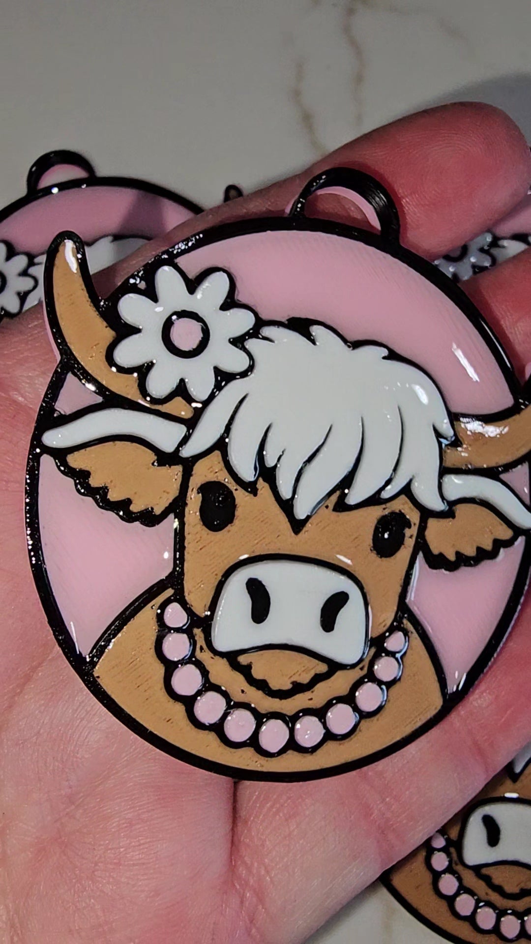 3d Printed Cowboy Cowgirl Highland Cow Cute Keychain by Baha Ranch Western Wear - product image 8