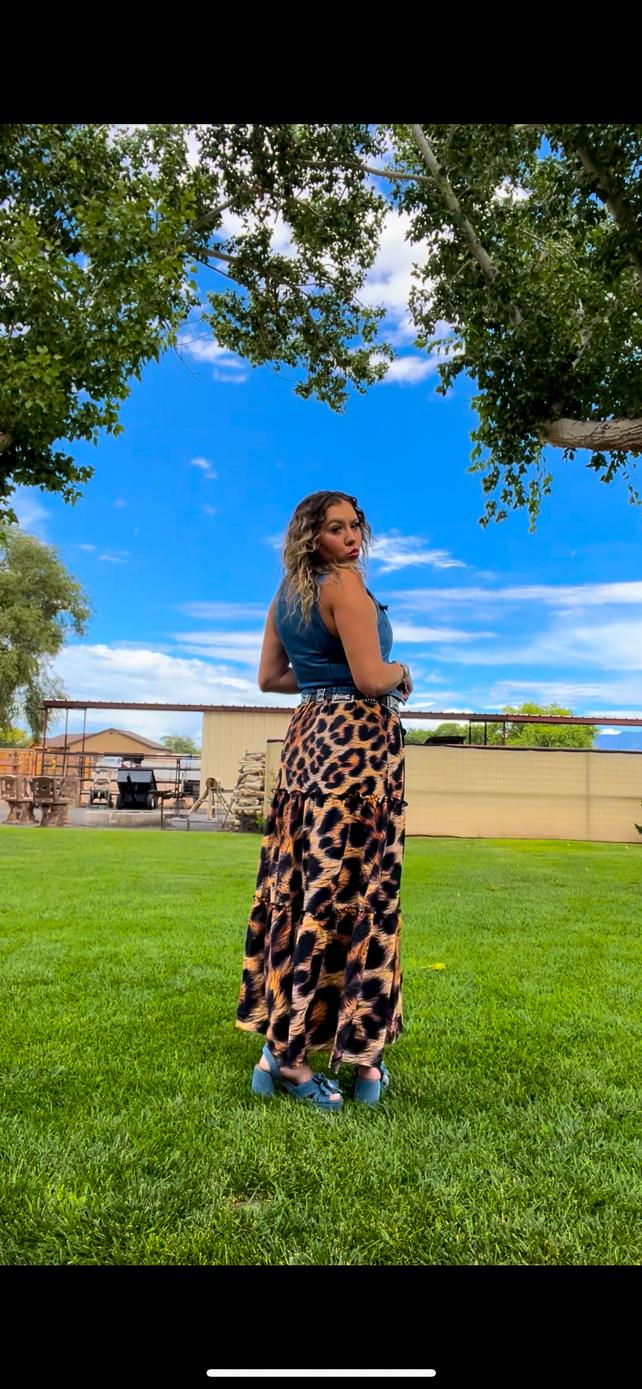 Baha Ranch Retro Pop Western Leopard Print Maxi Prairie Skirt by Baha Ranch Western Wear - product image 7