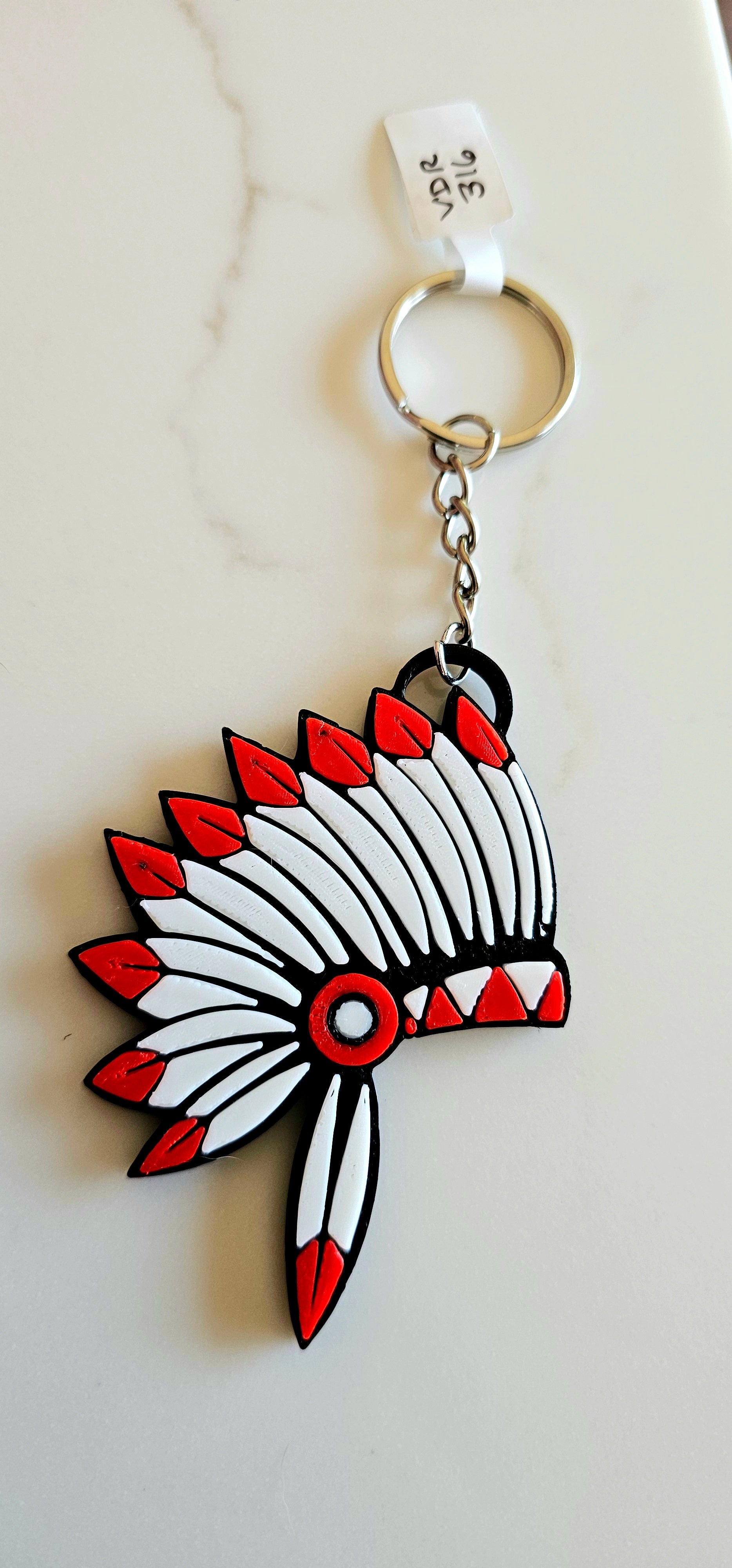 3D Print Chiefs Kc 15 Mahomes Kansas City Kelce Football Indian Headdress Keychain by Baha Ranch Western Wear - product...