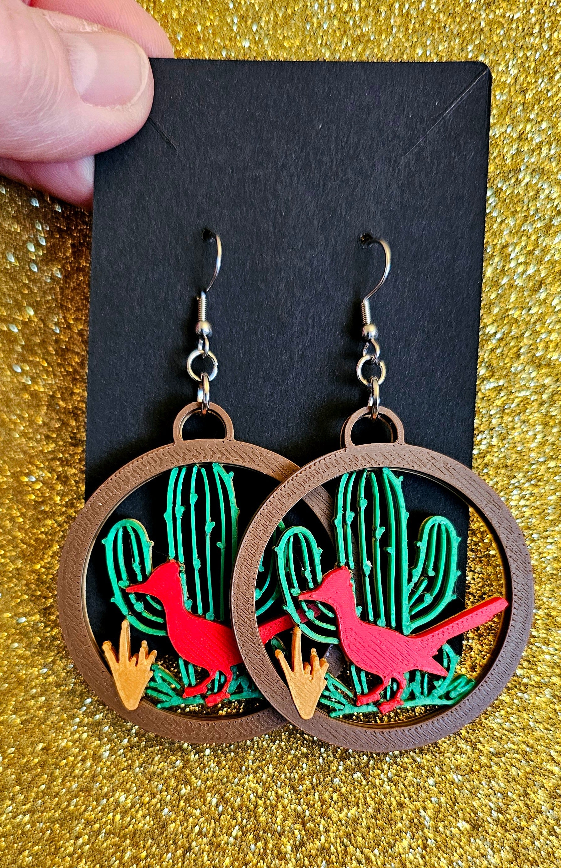 3D Print Zia New Mexico Cactus Earrings Made in America by Baha Ranch Western Wear - product image 5