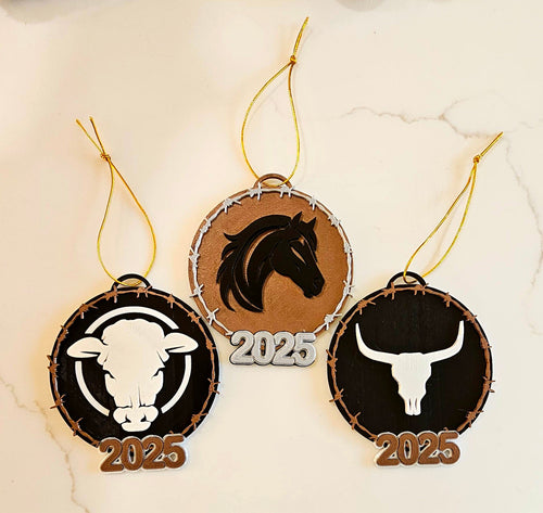 3D Print Western Barbwire Christmas Ornaments Made in America by Baha Ranch Western Wear
