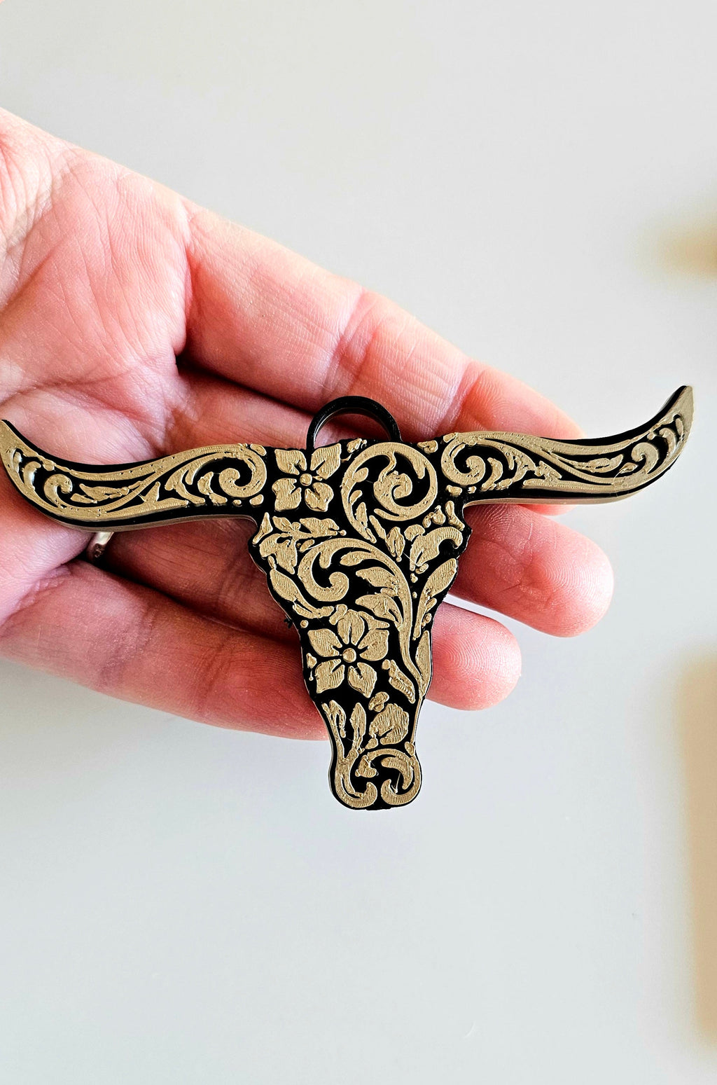 3d Print Tooled Longhorn Keychain or Purse Charm Ornament - Made in America - choice of colors by Baha Ranch Western Wear...