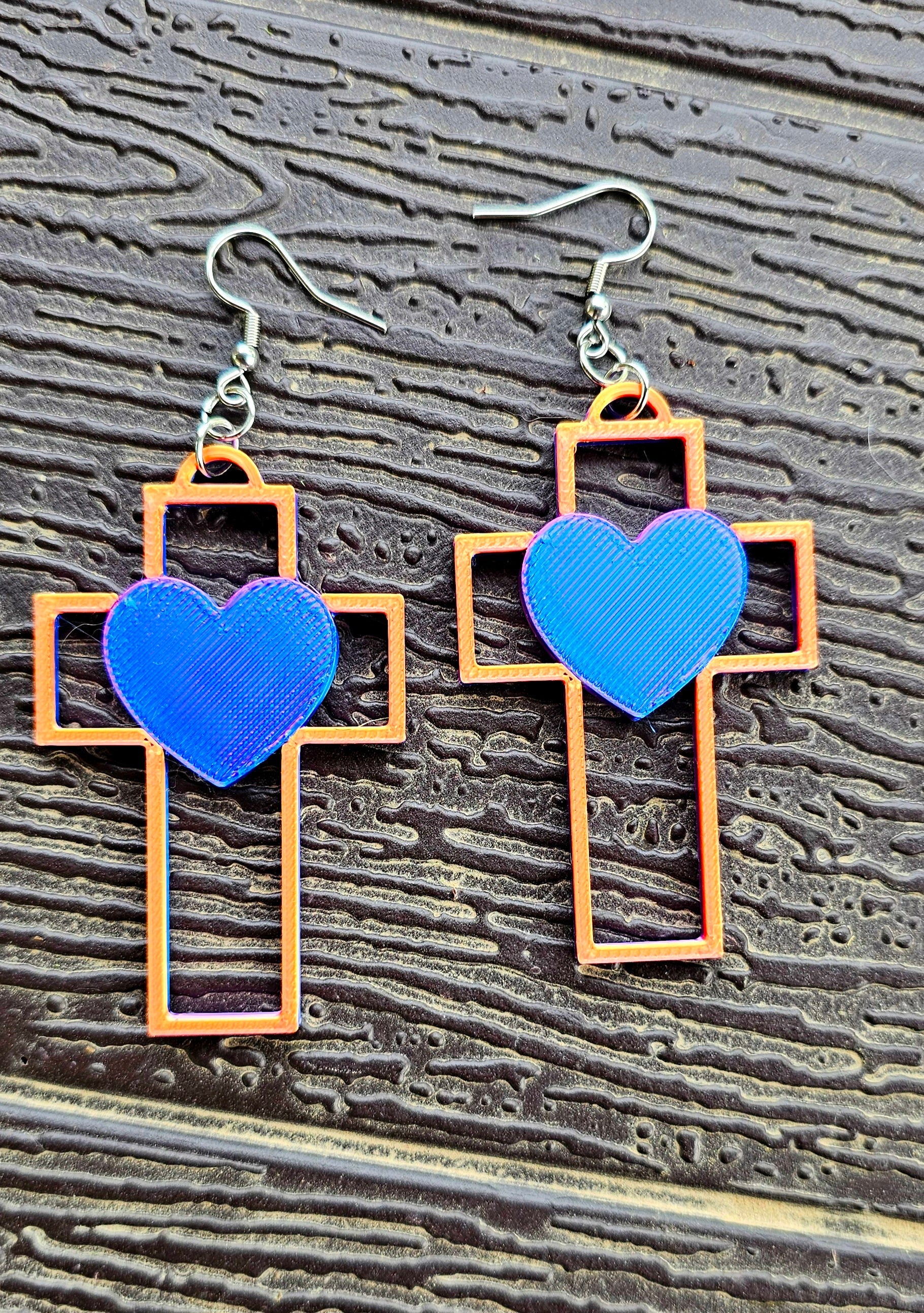 3D Print Christian Cross Faith Earrings Made in America by Baha Ranch Western Wear