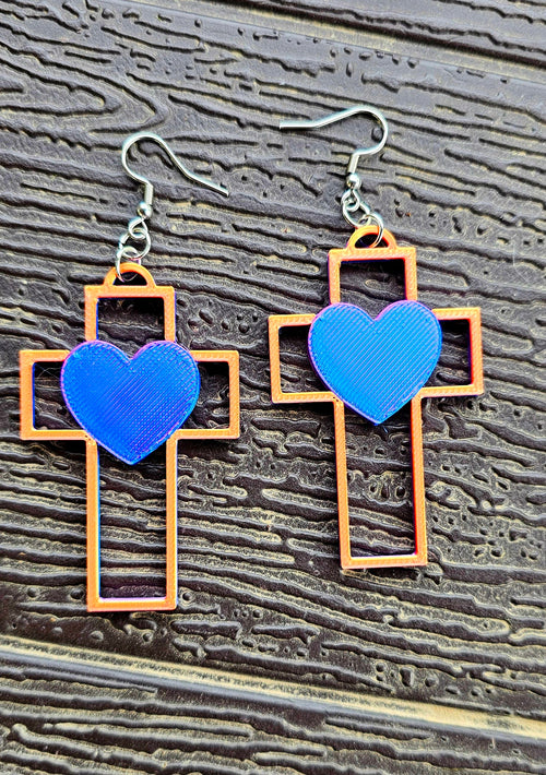 3D Print Christian Cross Faith Earrings Made in America by Baha Ranch Western Wear
