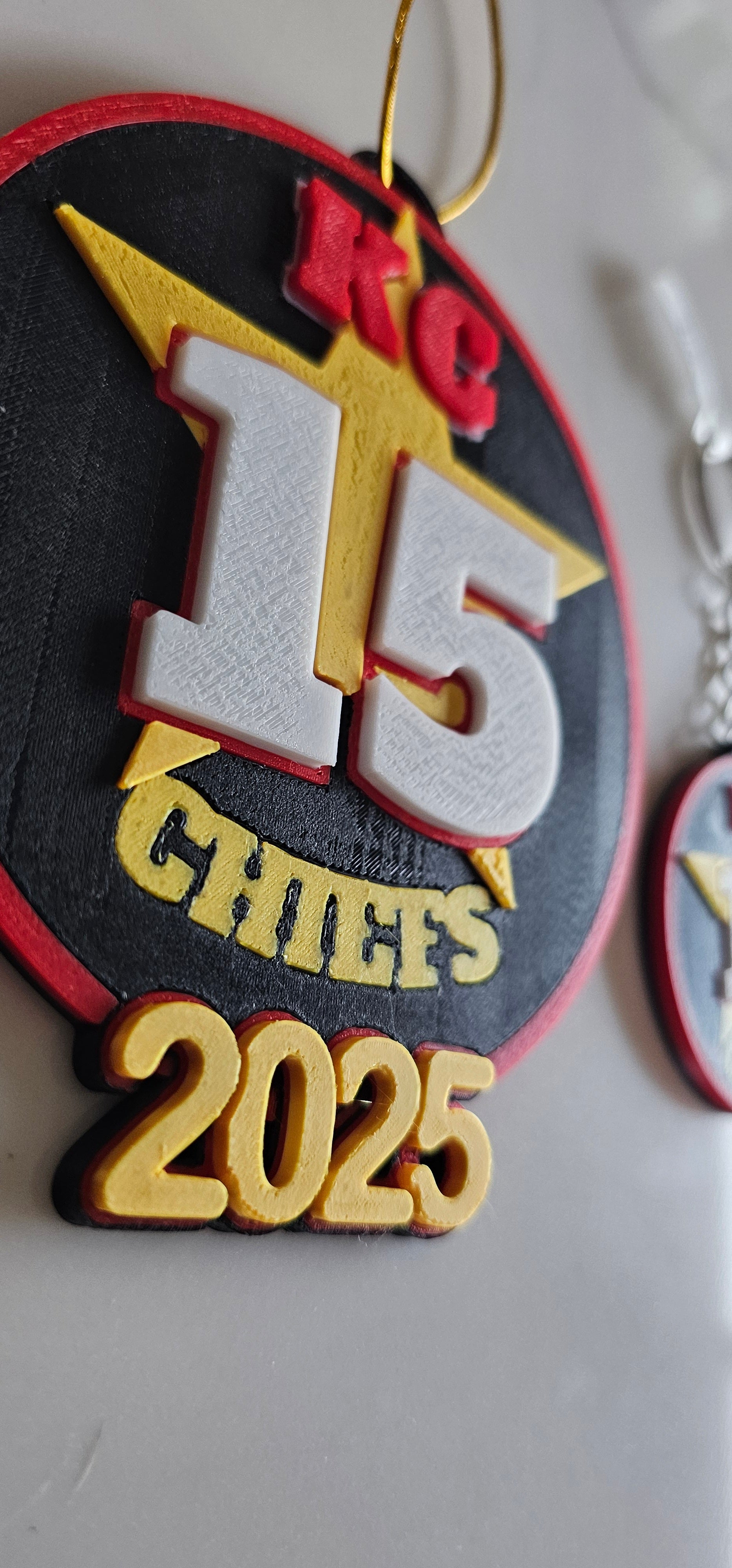 3D Print Chiefs Kc 15 Mahomes Kansas City Patrick Football Ornament or Keychain by Baha Ranch Western Wear - product image 3