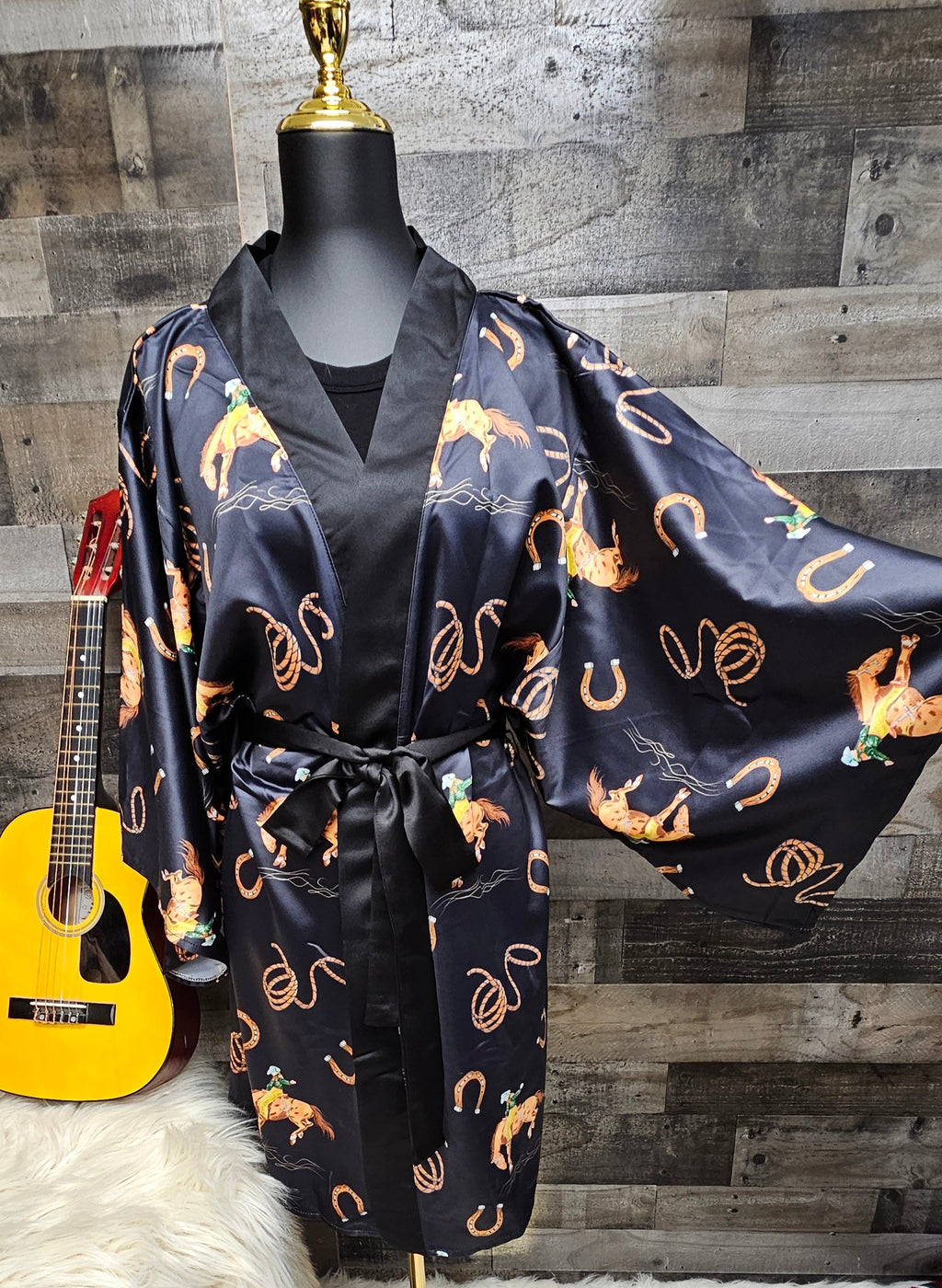 Baha Ranch Rodeo Cowboy Satin Kimono Sleeve Robe by Baha Ranch Western Wear - product image 2