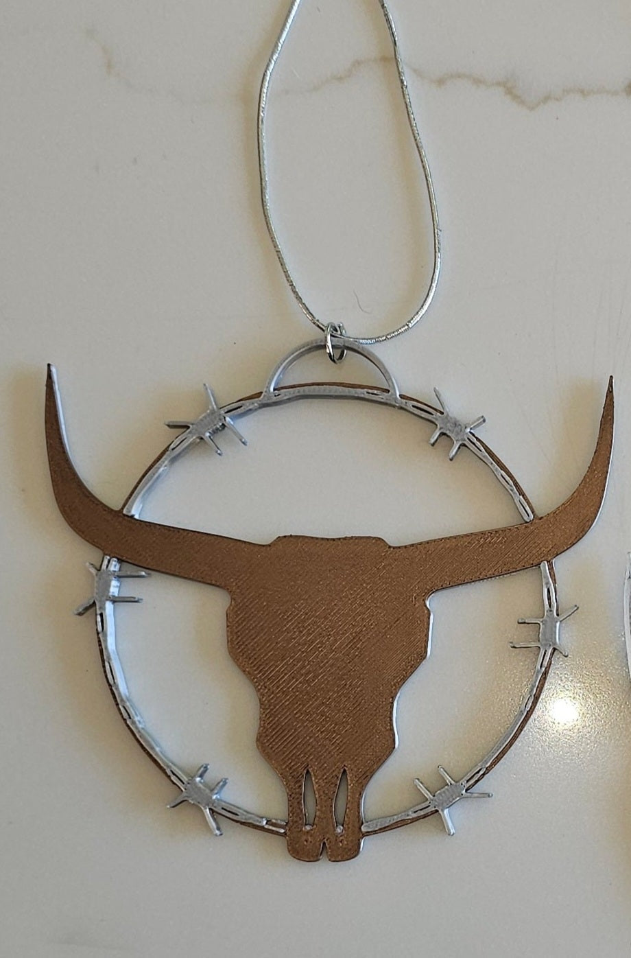 3D Print Longhorn Texas Ranch Western Barbwire Christmas Ornaments Made in America by Baha Ranch Western Wear - product...
