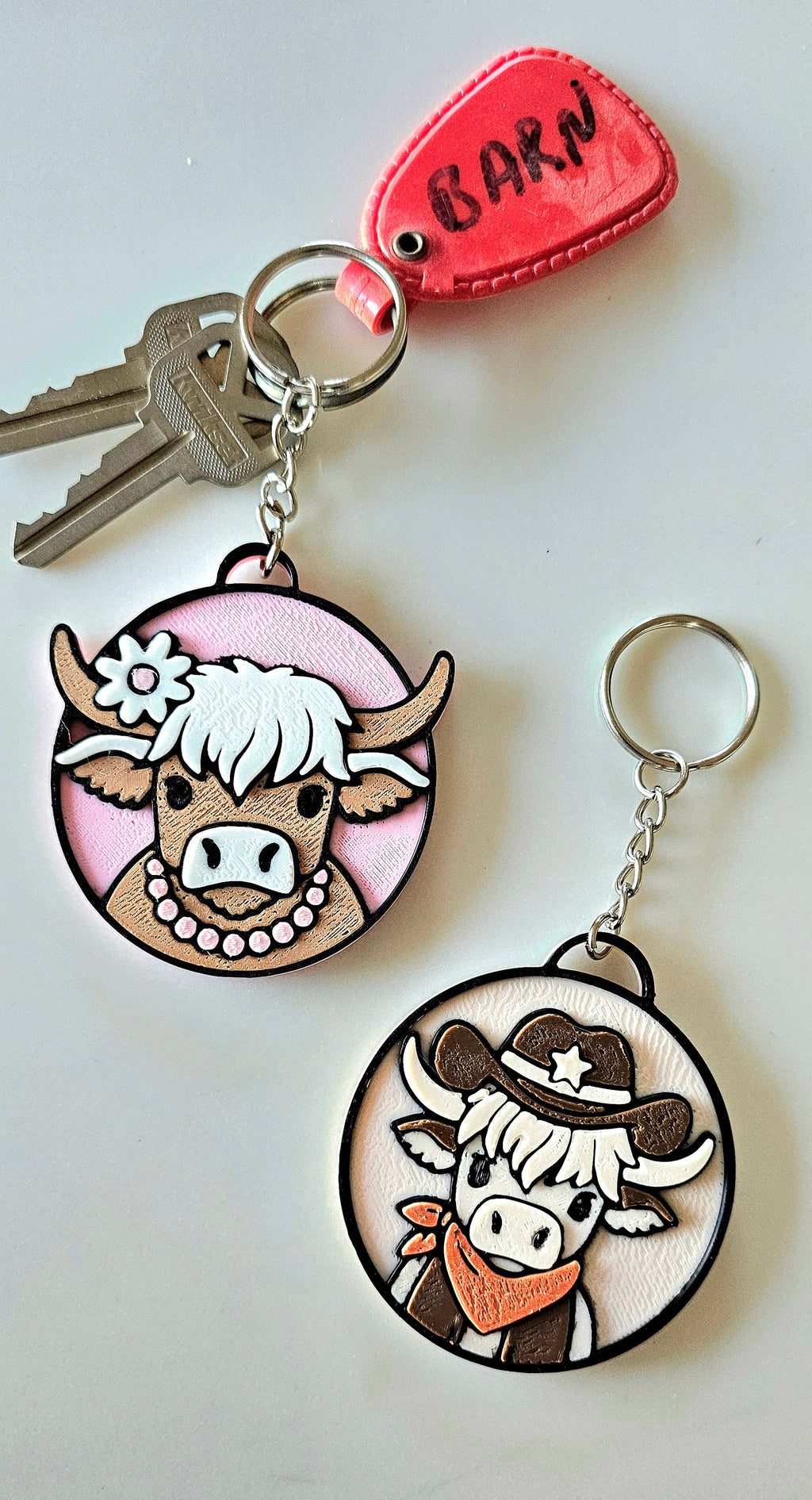3d Western Cowgirl Cowboy Highland Cow Theme - Necklace, Purse Charm, Earrings, Keychain, Magnet by Baha Ranch Western...