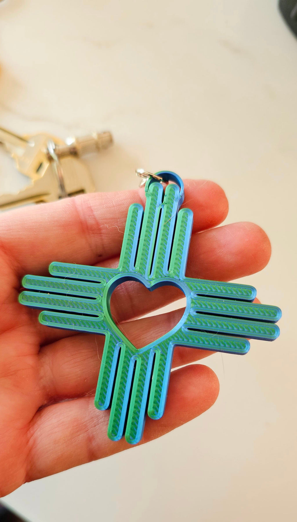 3D Print New Mexico Zia Heart Keychain Made in America by Baha Ranch Western Wear - product image 3