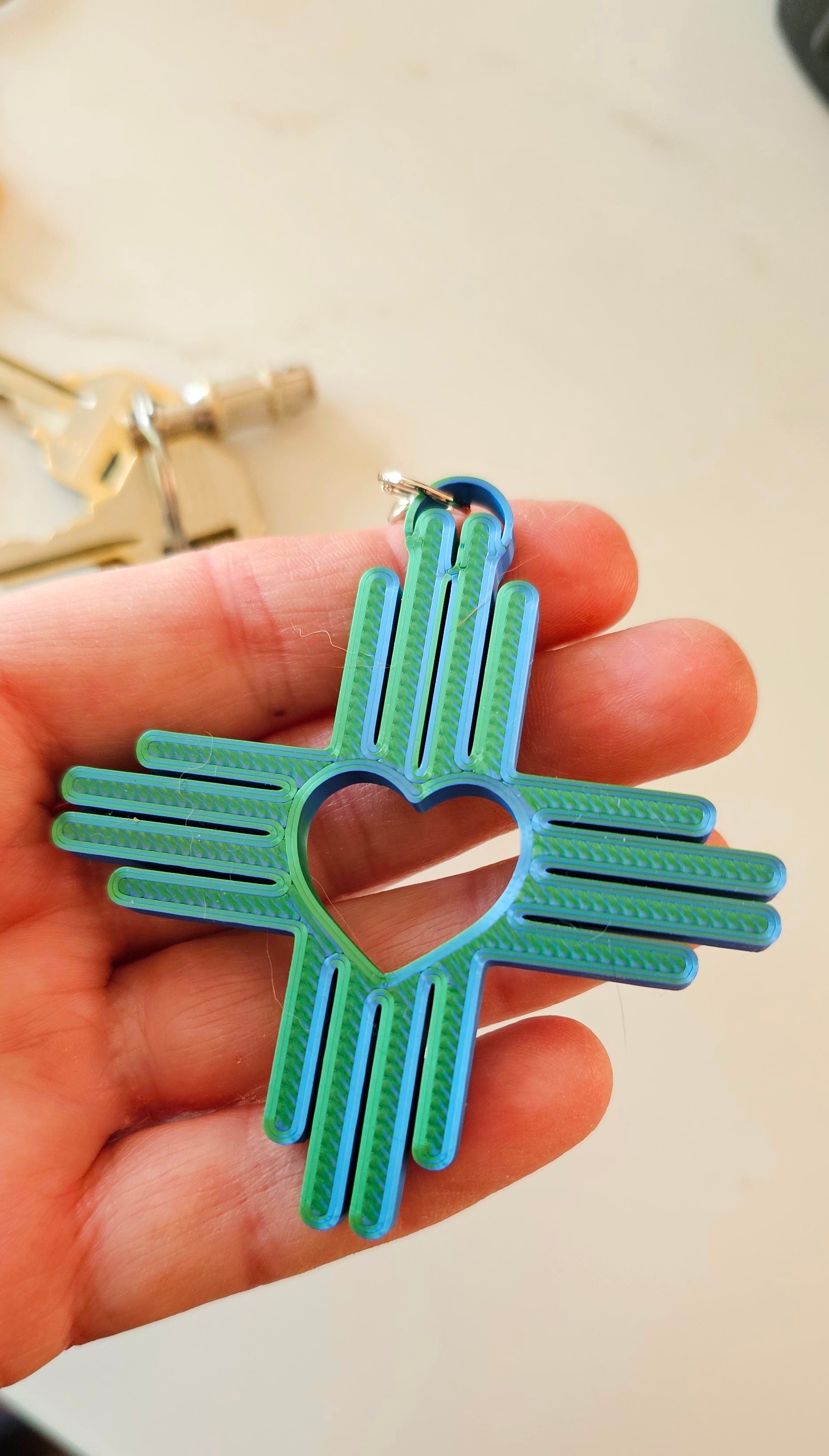3D Print New Mexico Zia Heart Keychain Made in America by Baha Ranch Western Wear - product image 3