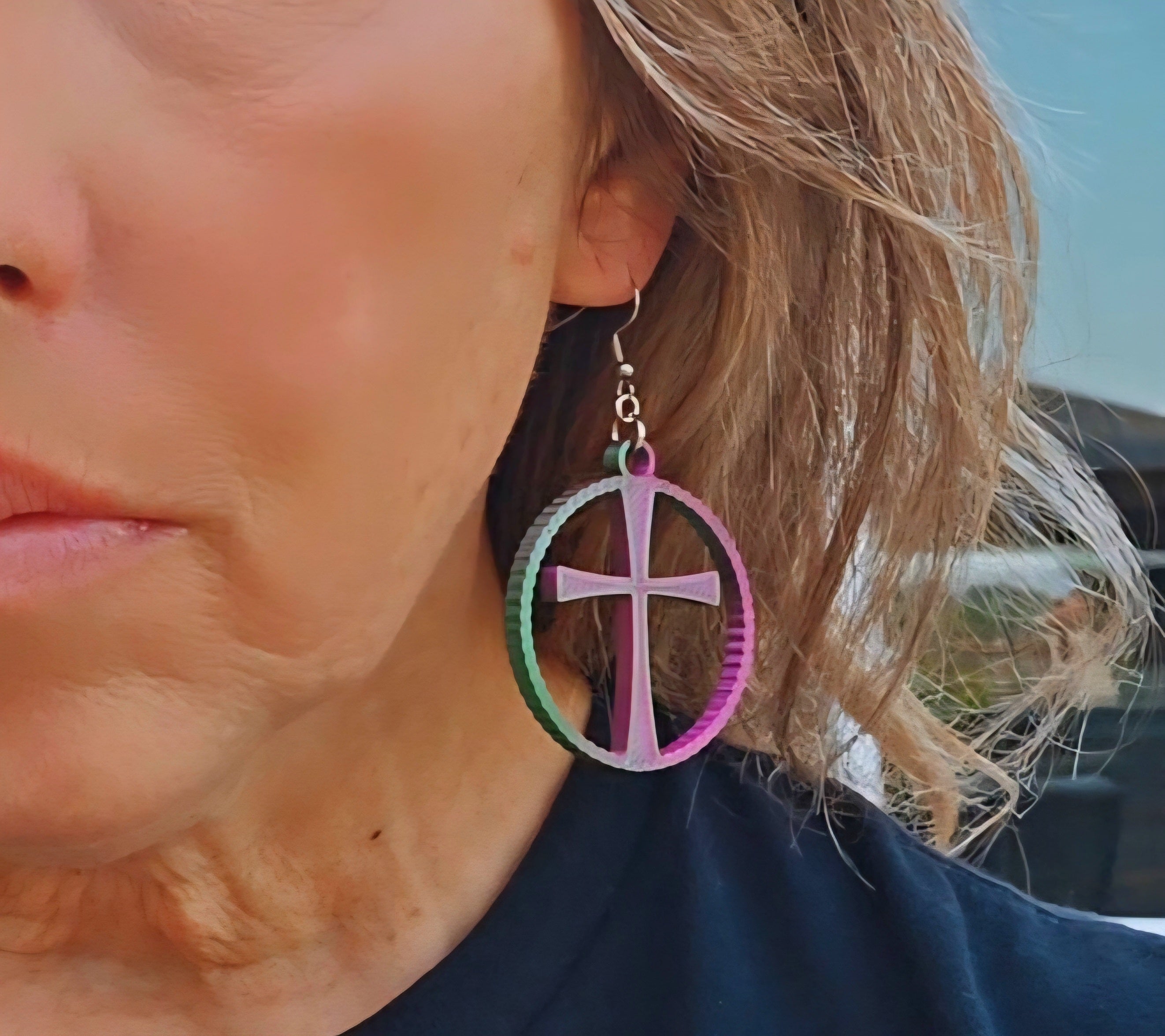3D Print Christian Cross Faith Earrings Made in America by Baha Ranch Western Wear - product image 2
