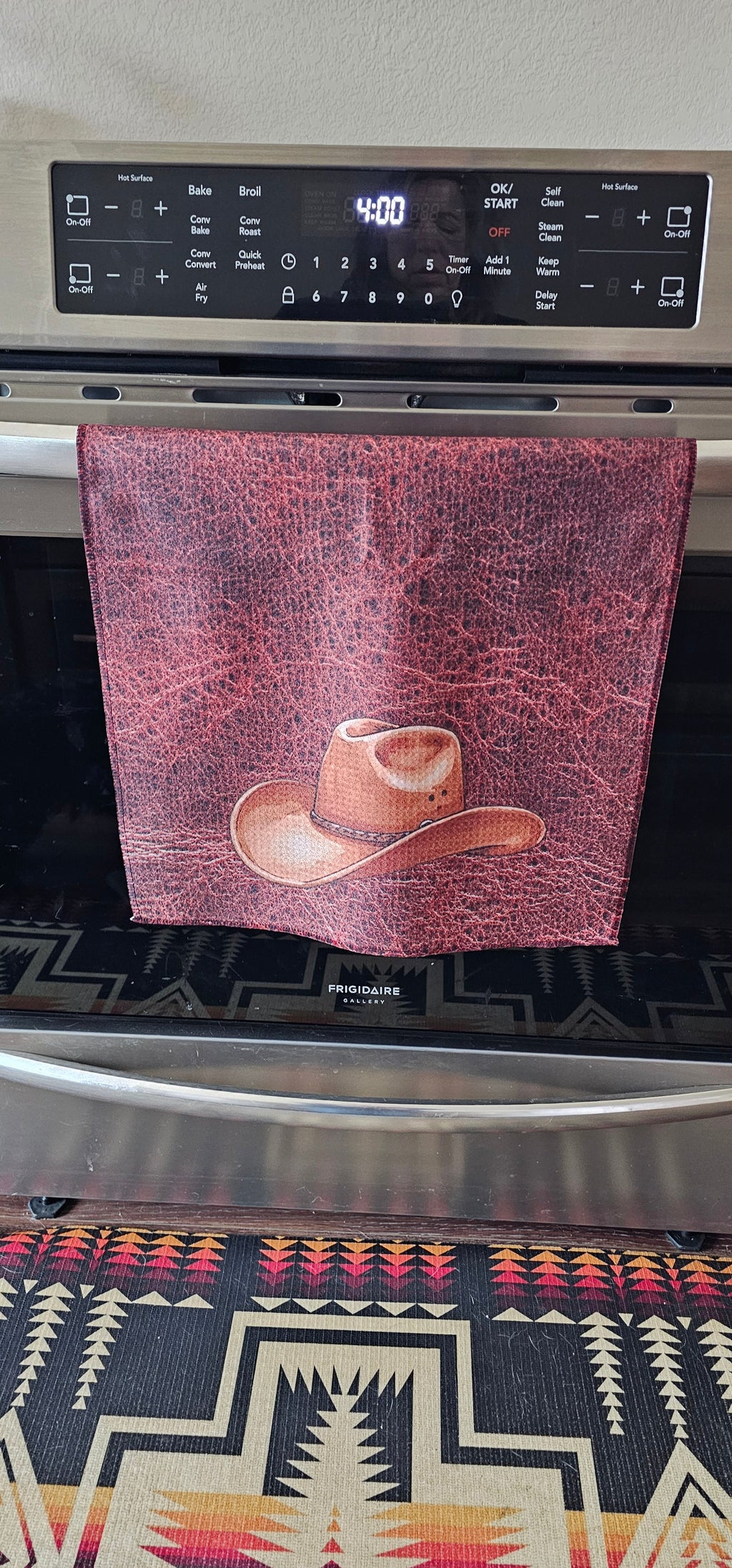 Baha Ranch Monogrammed Initial Western Leather Look Saddle Longhorn Cowboy Cowgirl Kitchen Dish Towels Made in America by...