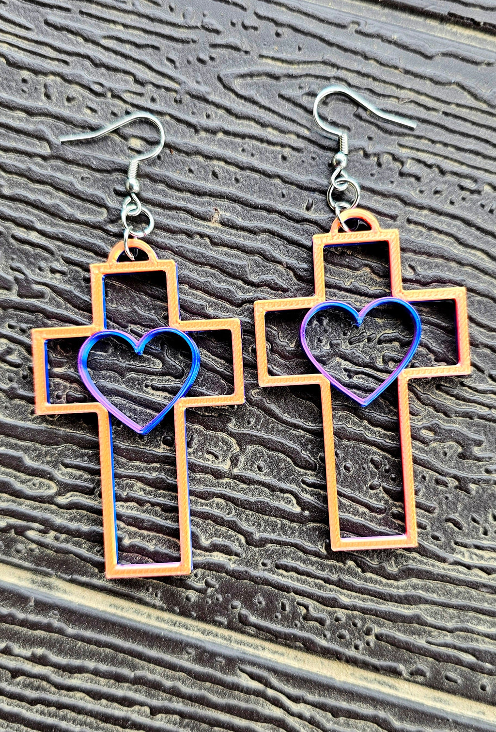 3D Print Christian Cross Faith Earrings Made in America by Baha Ranch Western Wear