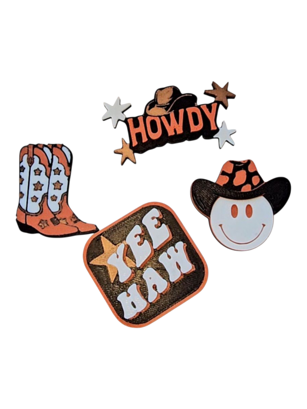 Set of 4 3D Print Western Cowboy Yeehaw Howdy Hat Pins Made in America by Baha Ranch Western Wear