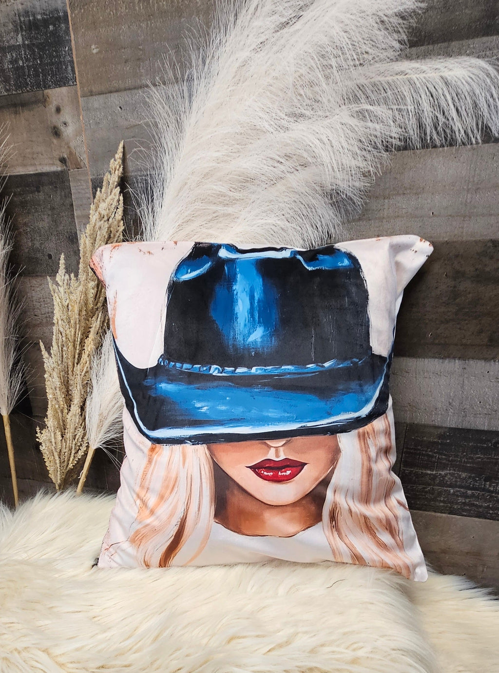 Baha Ranch Cowgirl Blonde Velvety Soft Throw Pillow Case Made in America by Baha Ranch Western Wear