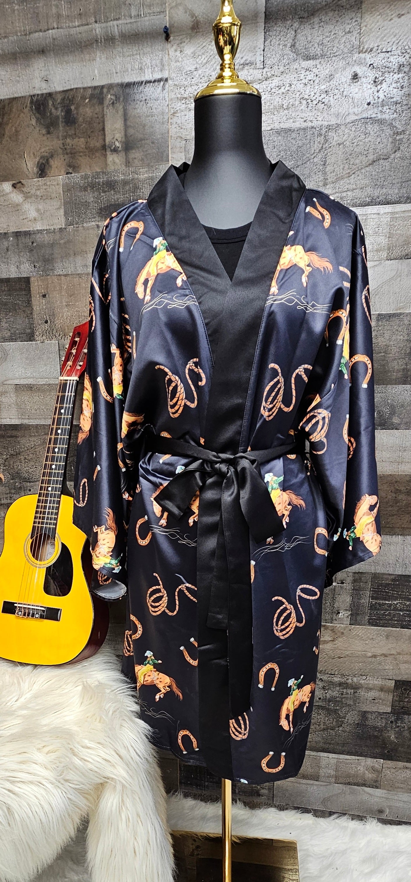 Baha Ranch Rodeo Cowboy Satin Kimono Sleeve Robe by Baha Ranch Western Wear - product image 3