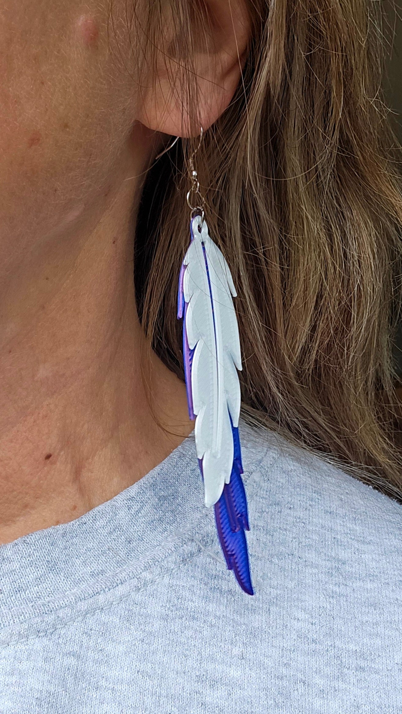 3D Print Double Feather Boho Earrings Made in America by Baha Ranch Western Wear - product image 2