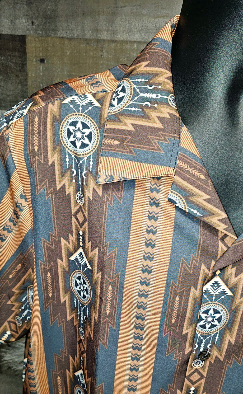 Baha Ranch Mocha Aztec Hawaiian Shirt Made in America by Baha Ranch Western Wear - product image 5