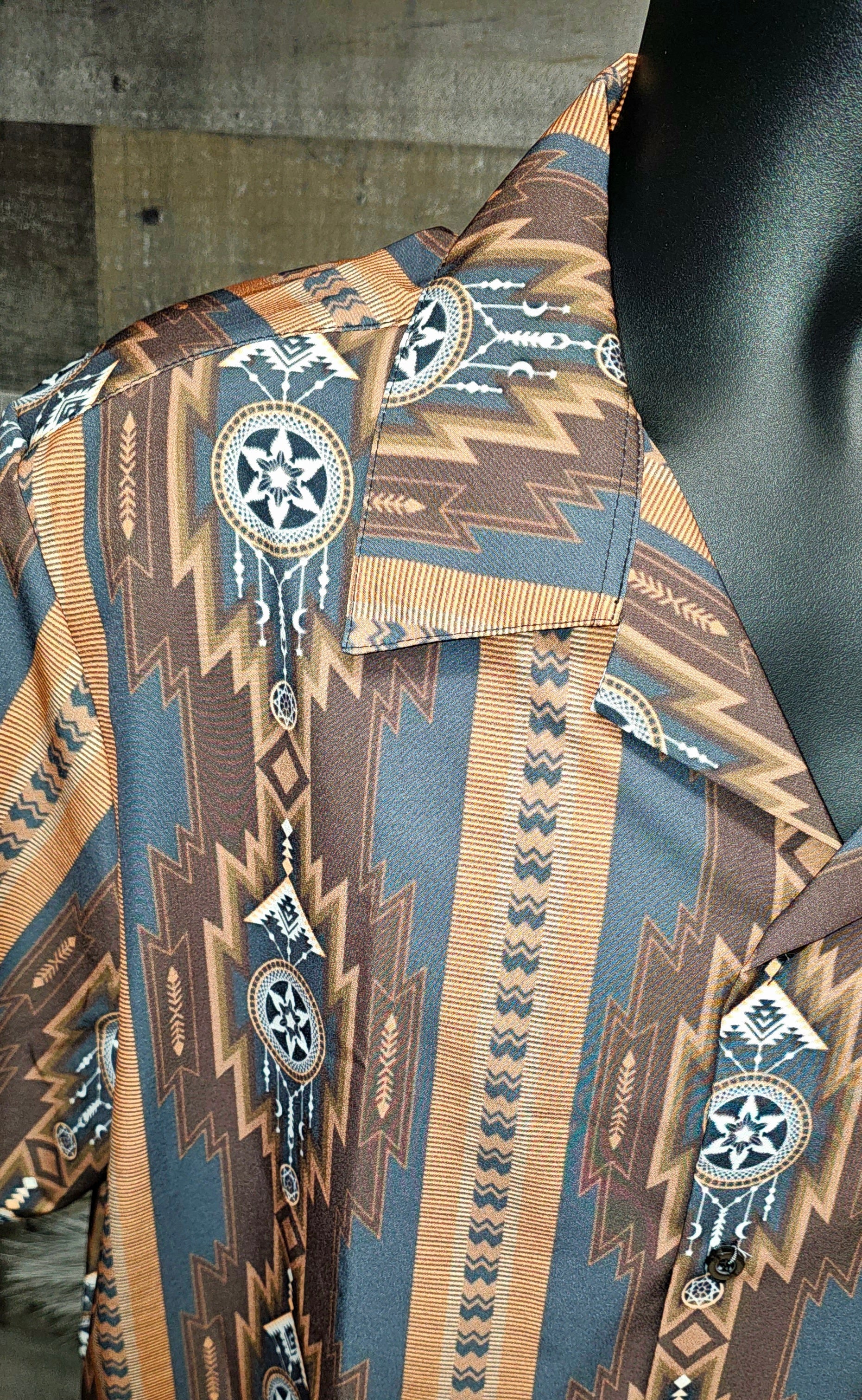 Baha Ranch Mocha Aztec Hawaiian Shirt Made in America by Baha Ranch Western Wear - product image 5