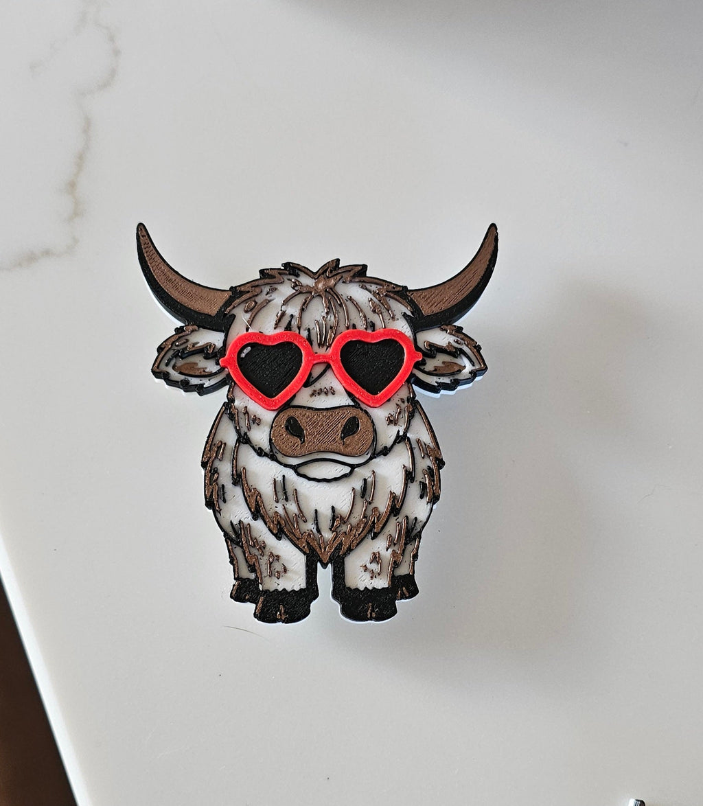 3d Printed Cool Highland Cow Hat Pin Made in America by Baha Ranch Western Wear - product image 2