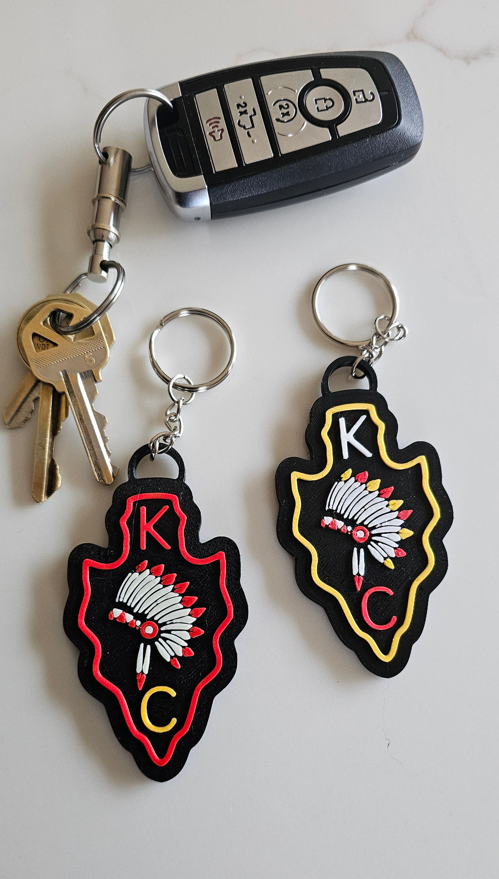 3D Print Chiefs Arrowhead Kc Kansas City Football Keychain Made in America by Baha Ranch Western Wear