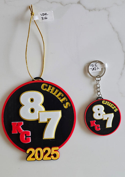 3D Print Chiefs Kc 87 Kelce Travis Kansas City Football Ornament or Keychain by Baha Ranch Western Wear