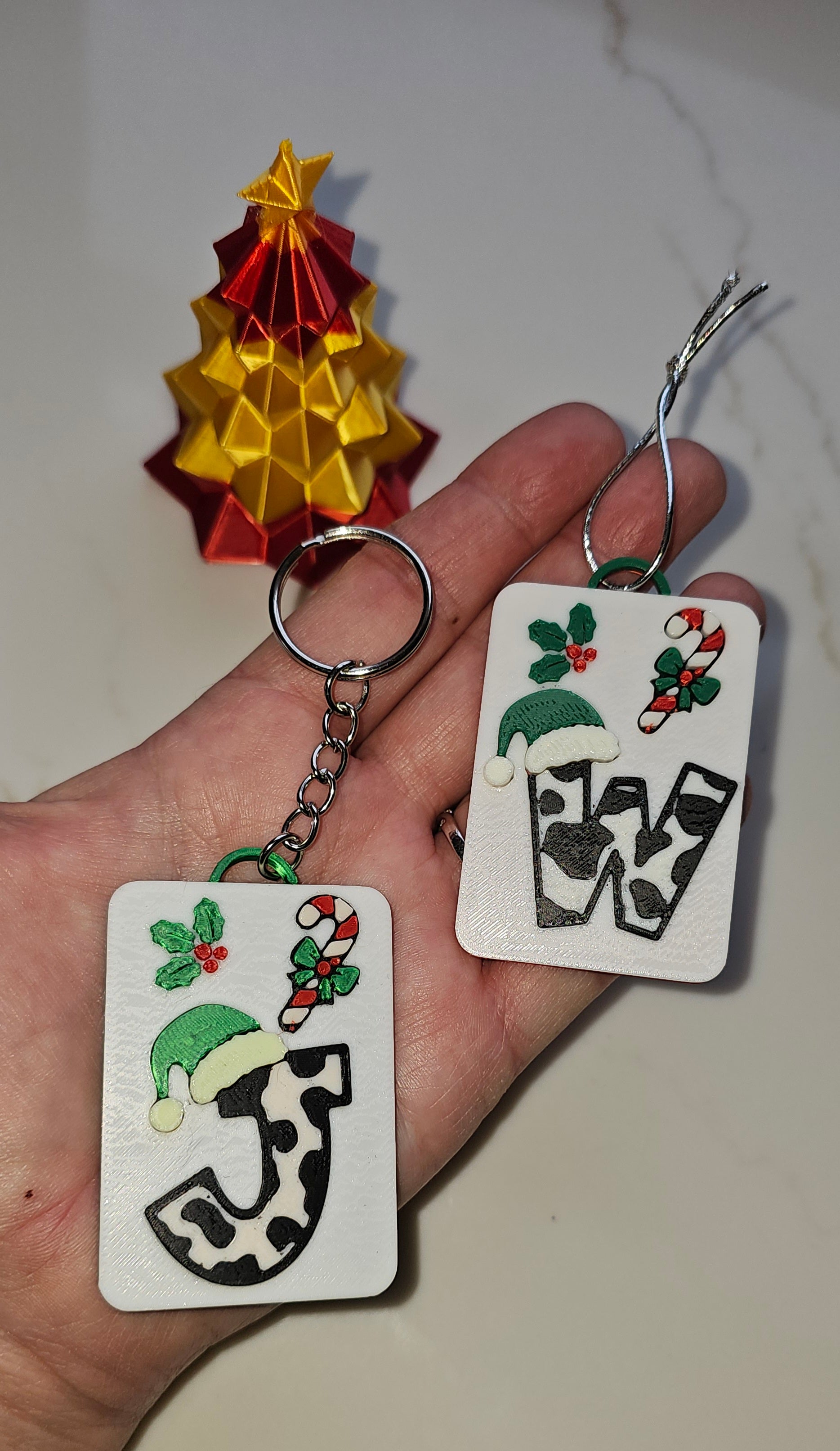 3D Print Christmas Personalized Initial - Keychain or Ornament - Made in America by Baha Ranch Western Wear - product image 3