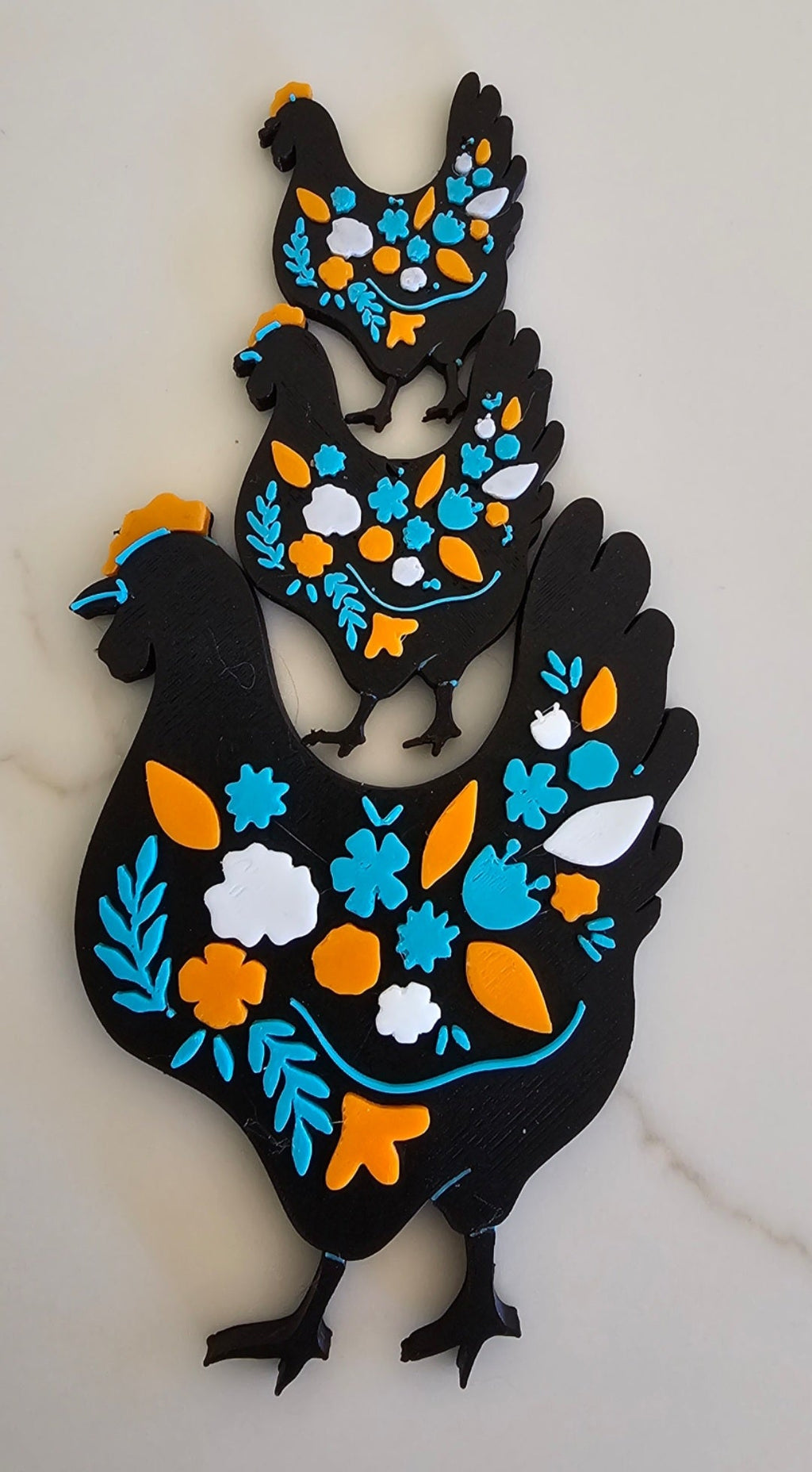 3d Talavera Chicken Floral Hat Pin or Magnet Made in America by Baha Ranch Western Wear - product image 3