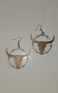 3D Print Longhorn Texas Ranch Western Barbwire Lightweight Earrings Made in America by Baha Ranch Western Wear