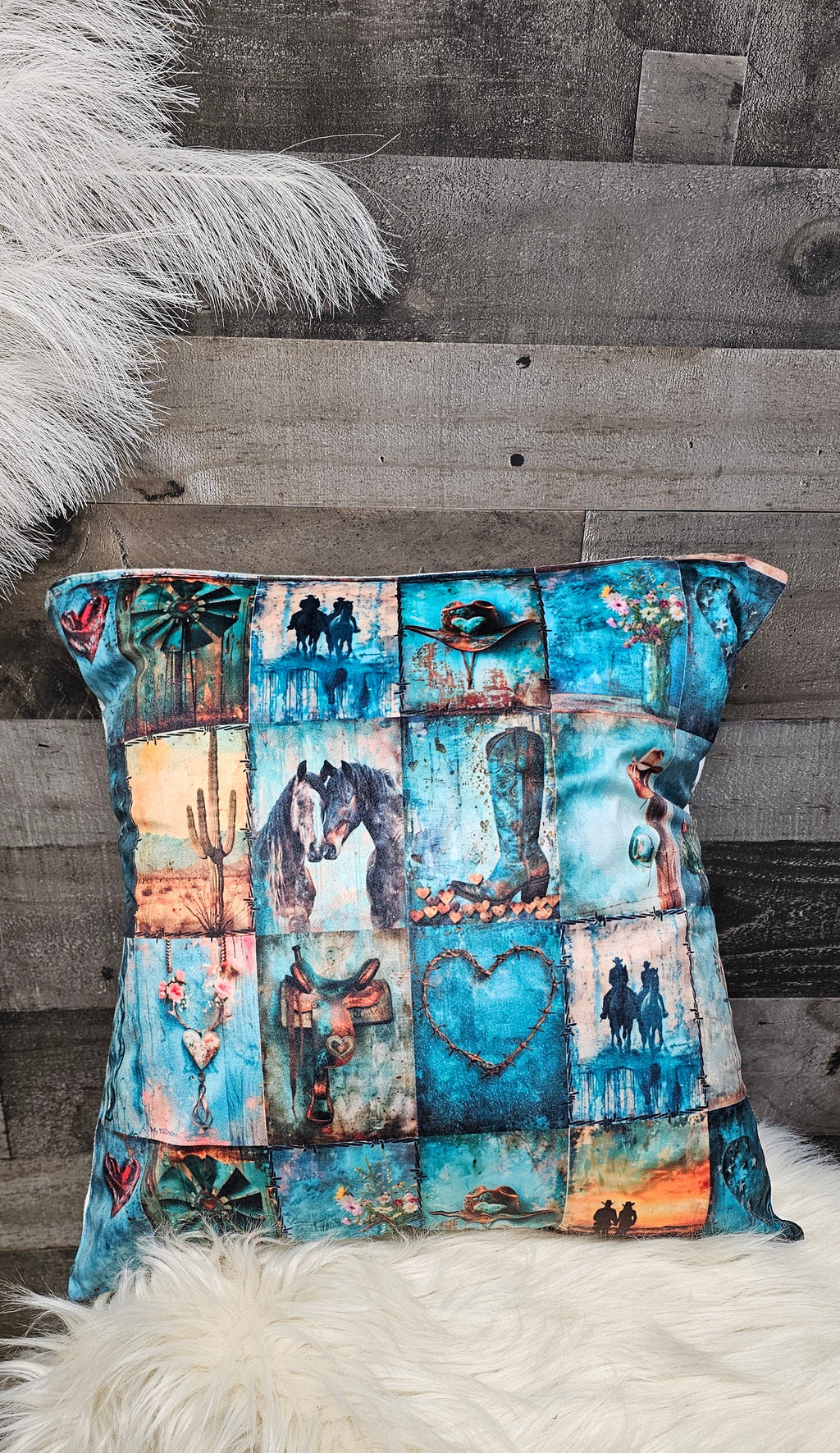 Baha Ranch turquoise Dreams Velvety Soft Pillow Case Made in America by Baha Ranch Western Wear