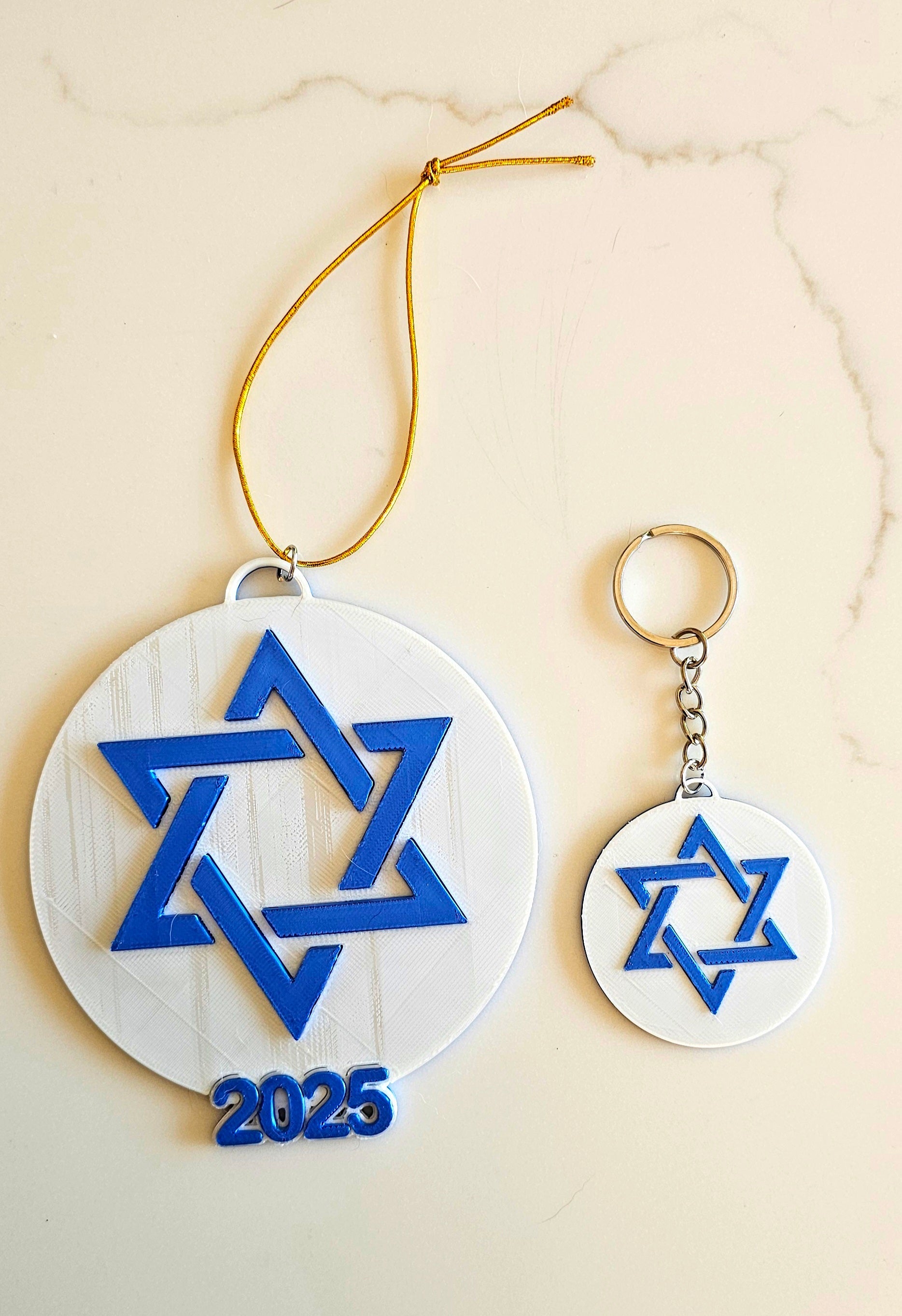 3D Print Israel Flag Star of David Ornament or Keychain by Baha Ranch Western Wear
