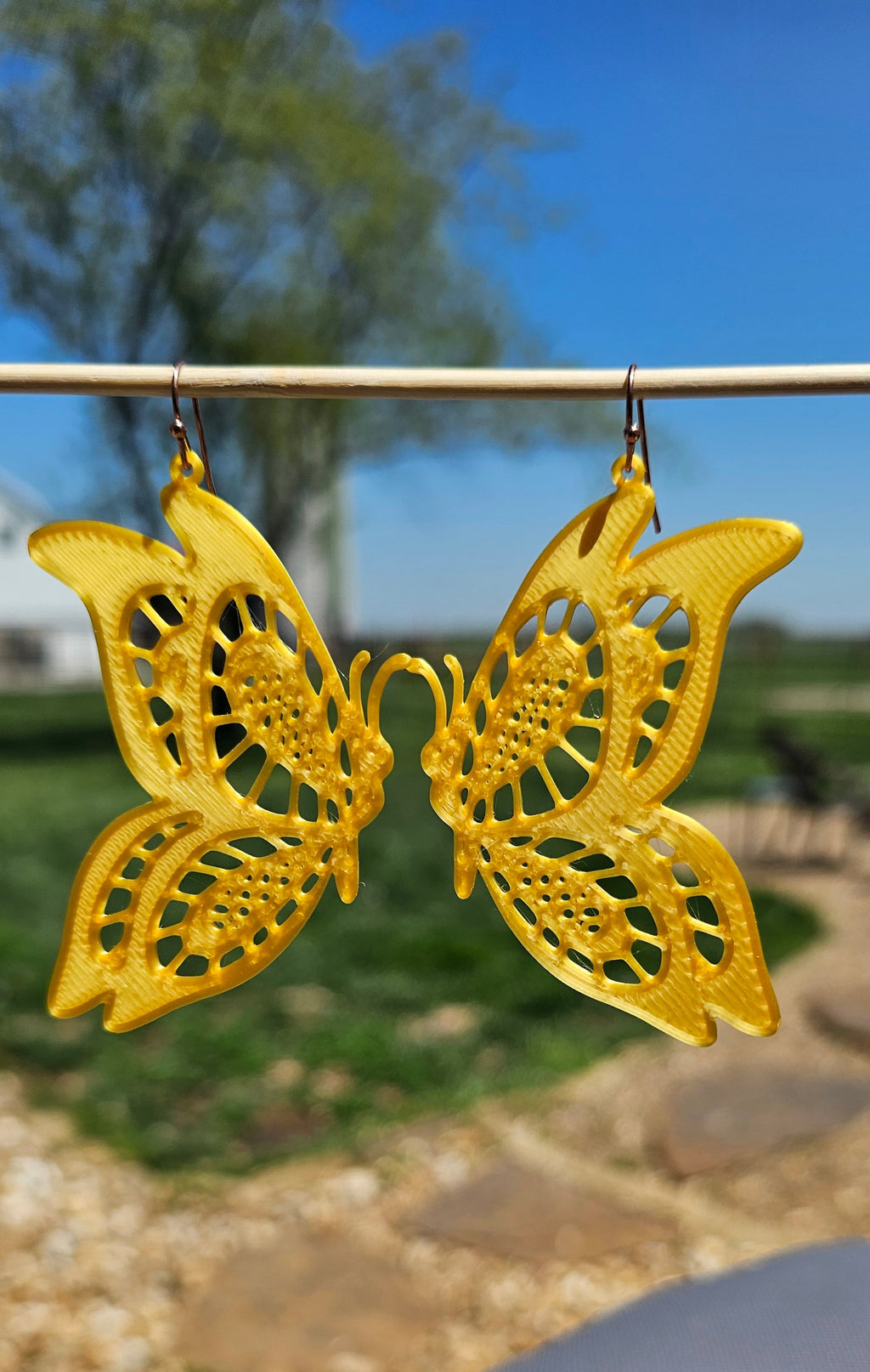 3D Print Butterfly Boho Earrings Made in America by Baha Ranch Western Wear