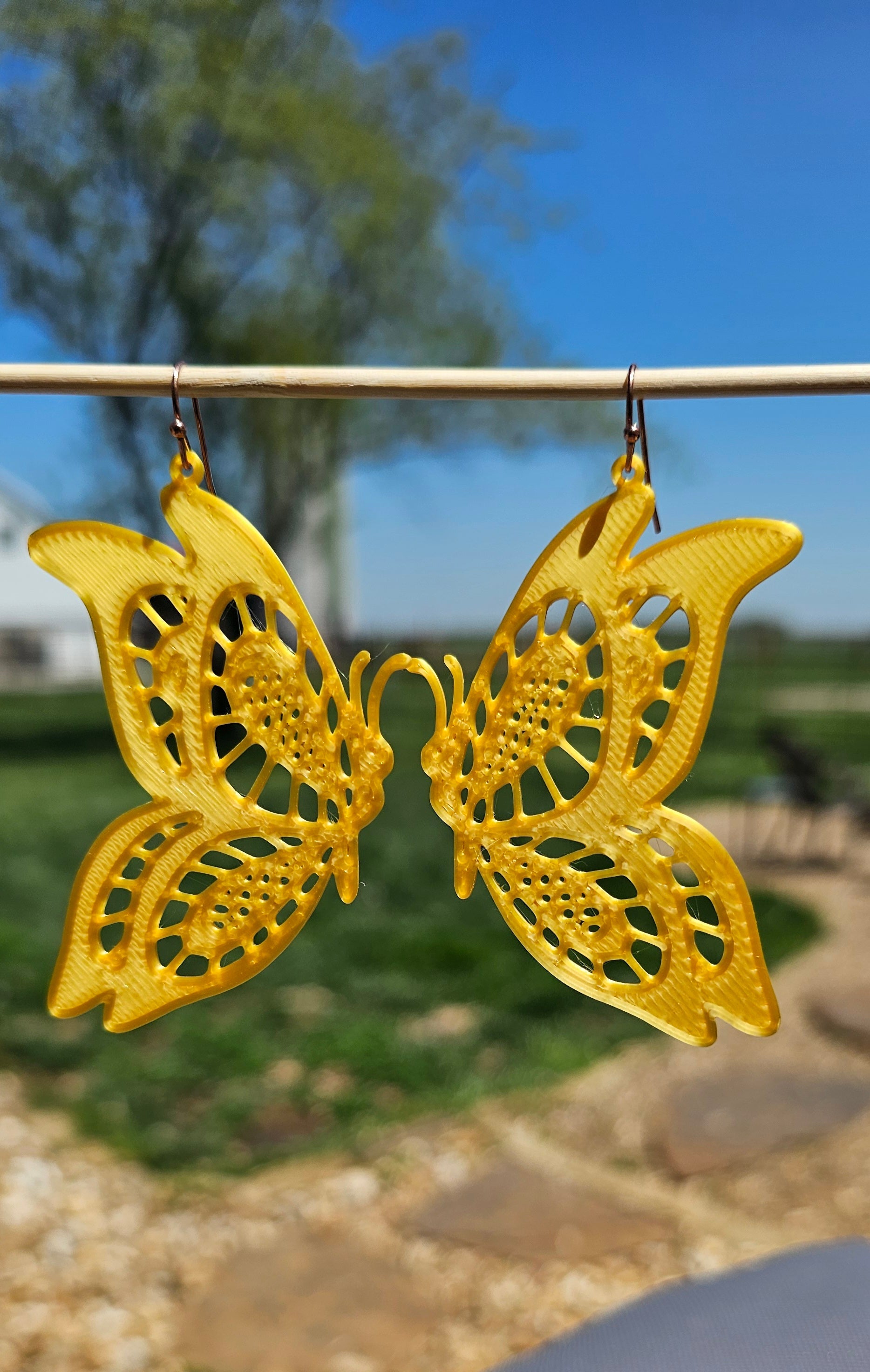 3D Print Butterfly Boho Earrings Made in America by Baha Ranch Western Wear