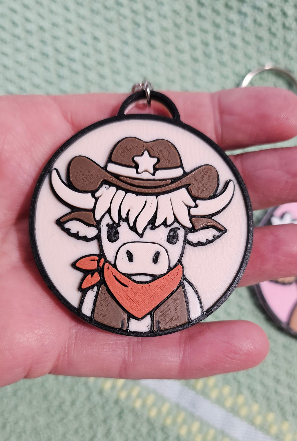 3d Western Cowgirl Cowboy Highland Cow Theme - Necklace, Purse Charm, Earrings, Keychain, Magnet by Baha Ranch Western...