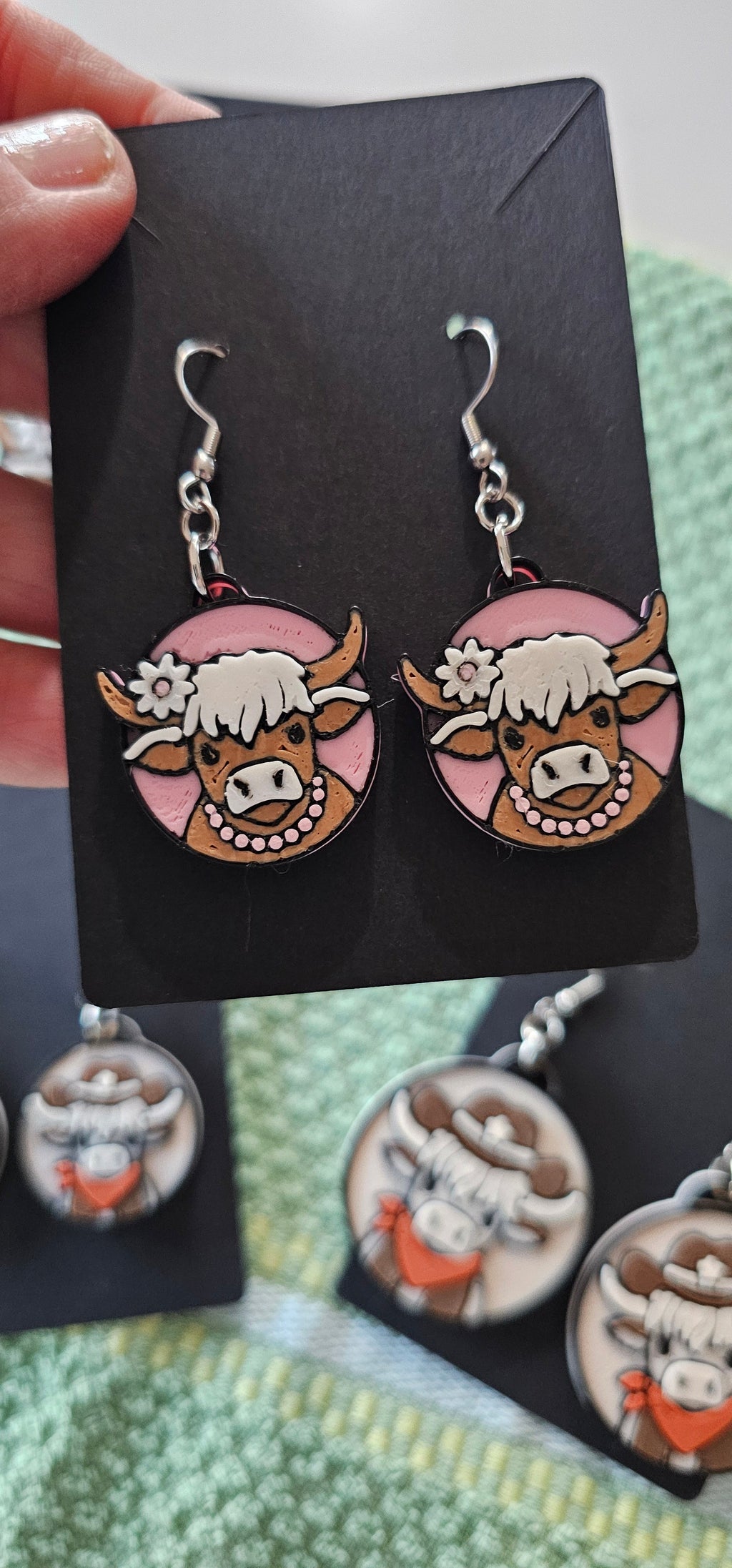 3d Western Cowgirl Cowboy Highland Cow Theme - Necklace, Purse Charm, Earrings, Keychain, Magnet by Baha Ranch Western...